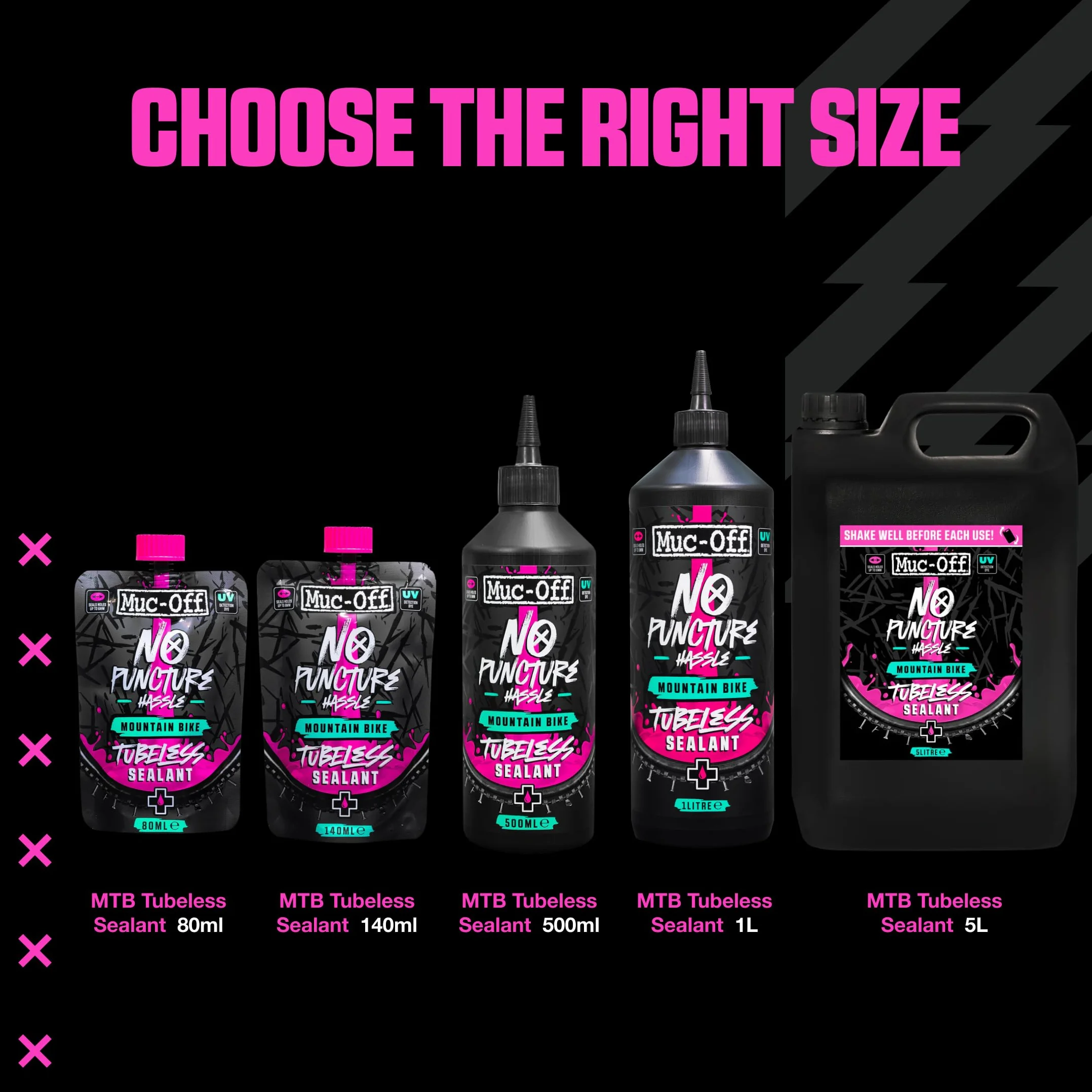 Muc-Off No Puncture Hassle Tubeless Sealant, 1 l - Liquido Tubeless Avanzato con Colorante Tracciante UV - Lattice per Tubeless Sigilla Strappi e Fori Fino a 6 mm