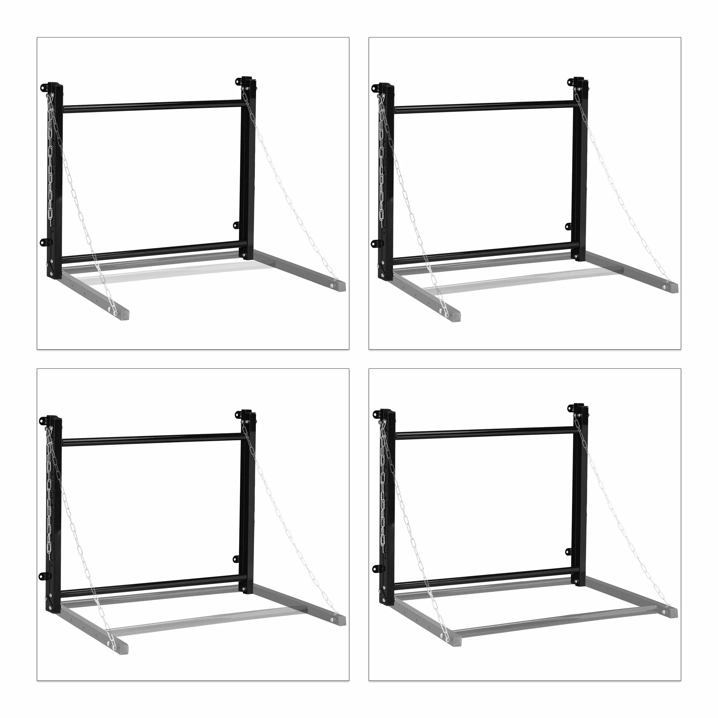 Relaxdays Scaffale Porta Gomme da Parete per 4 Pneumatici, Supporto Pieghevole Fino a 90 kg, Acciaio, Nero