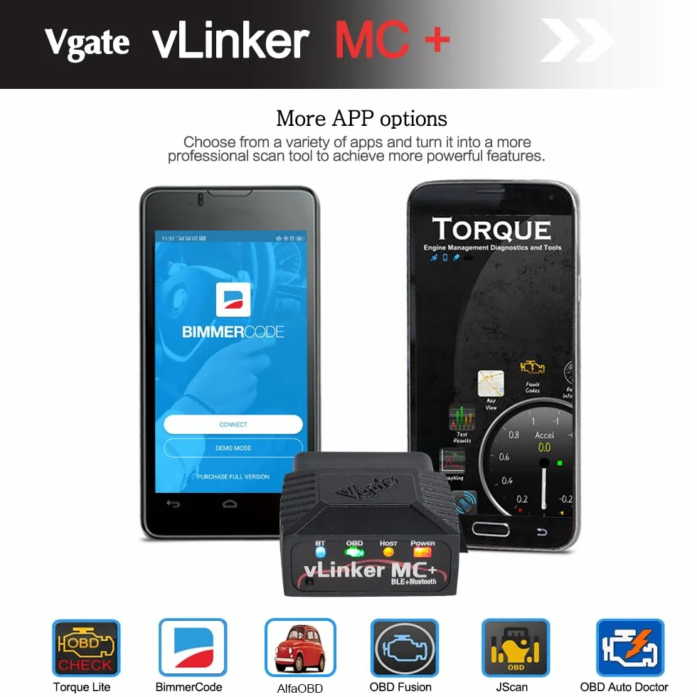 Vgate vLinker MC+ OBD2 Bluetooth Diagnostico Scanner per Auto iOS Android Windows