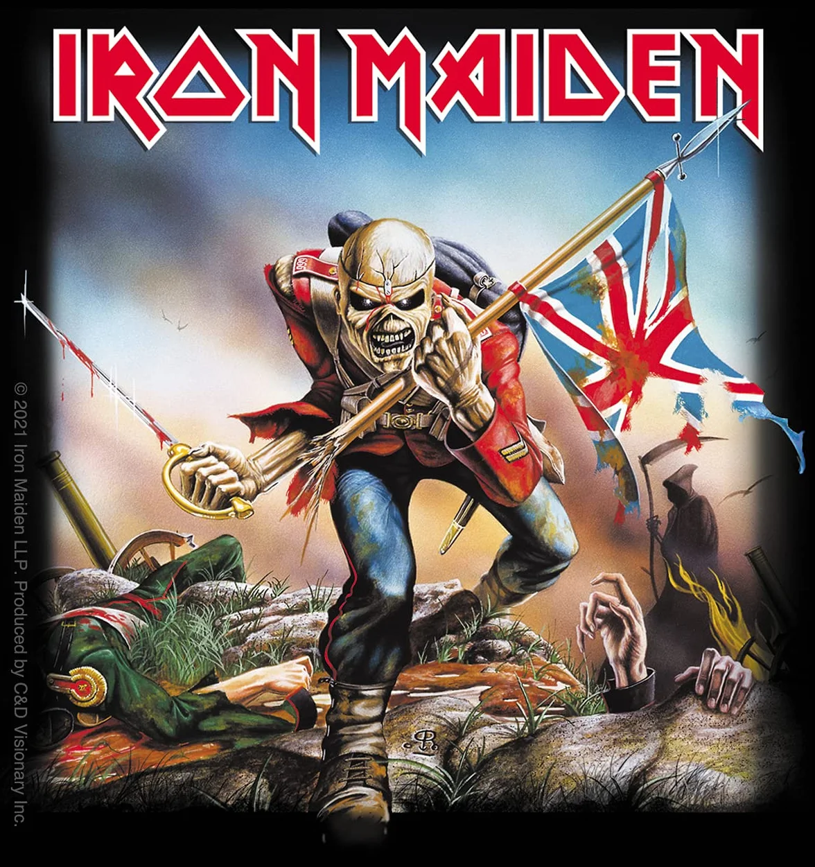 C&D Visionary Iron Maiden - Adesivo con bandiera britannica, colore: rosso e nero