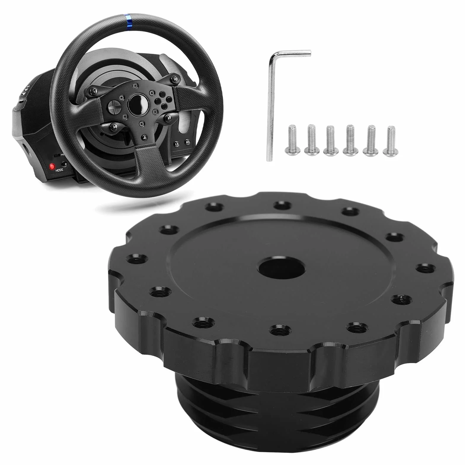 Adattatore per Volante in Lega di Alluminio Nero per T300 T500 PCD 73mm