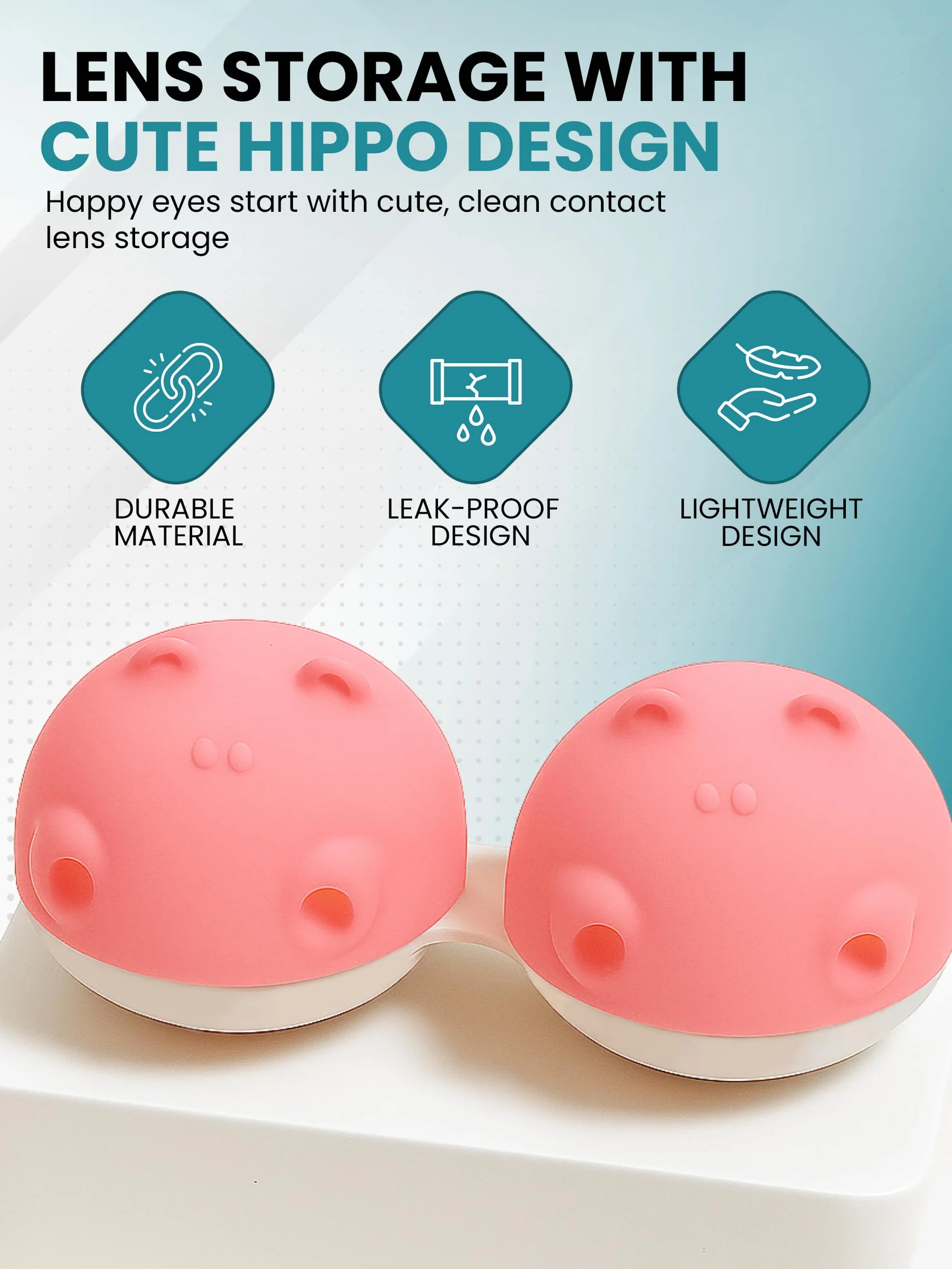 SPORTS WORLD VISION 1PC rosa Hippo Fun Custodia lenti contatto, Custodia lenti a contatto con design di animali carini e distintivi | Custodia soluzioni per lenti portatile leggera e carina viaggio