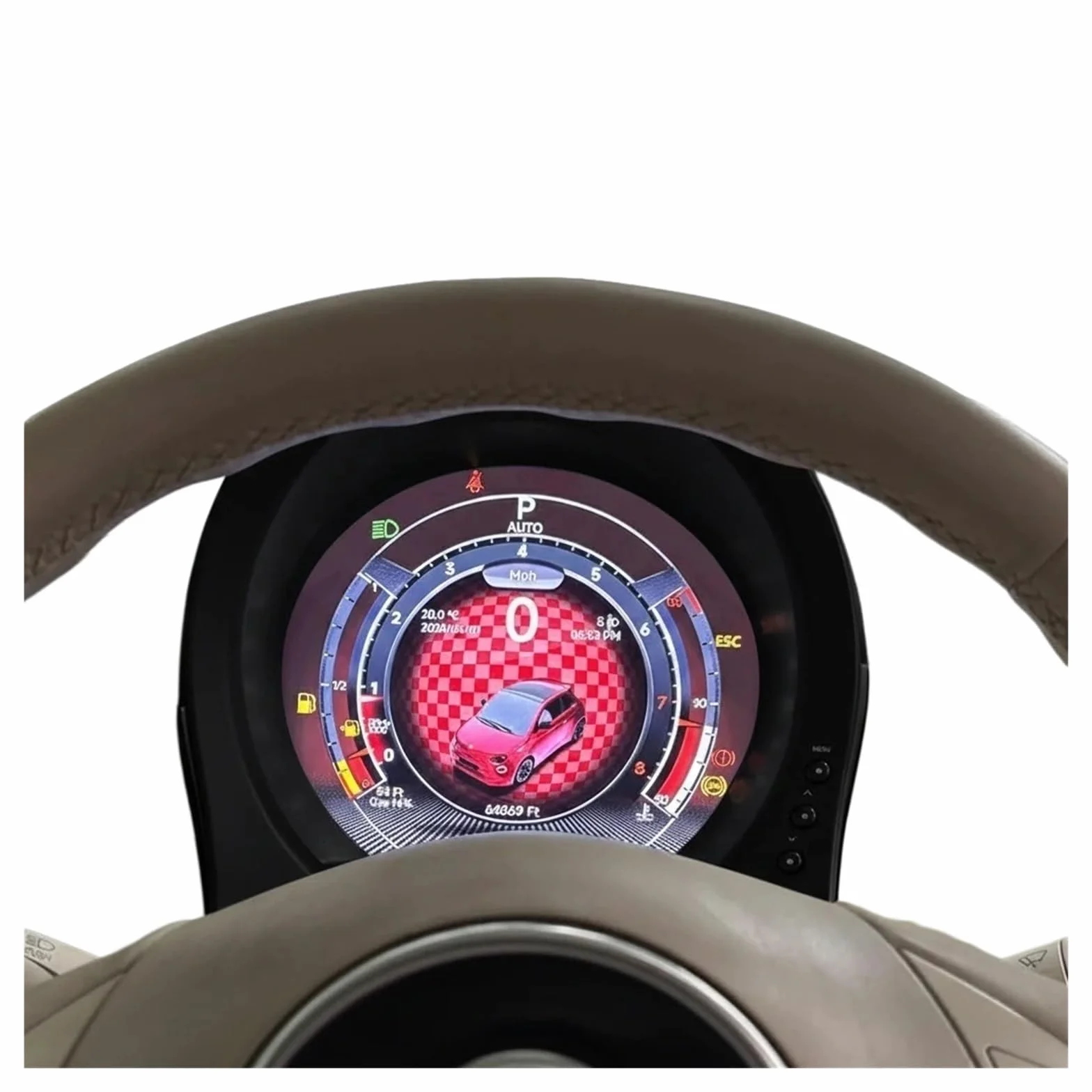 Quadro strumenti digitale LCD da 7" compatibile con Fiat 500 2007-2024, display tachimetro e contagiri(7IN-Fiat500-DashW)