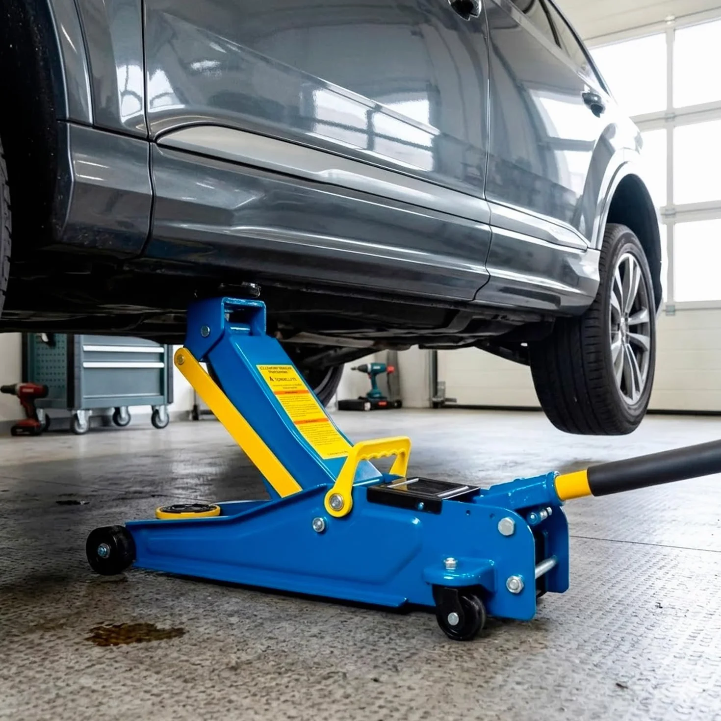 Podnośnik Hydrauliczny 4t BRICOZONE Podwójny Tłok Niski Wózek