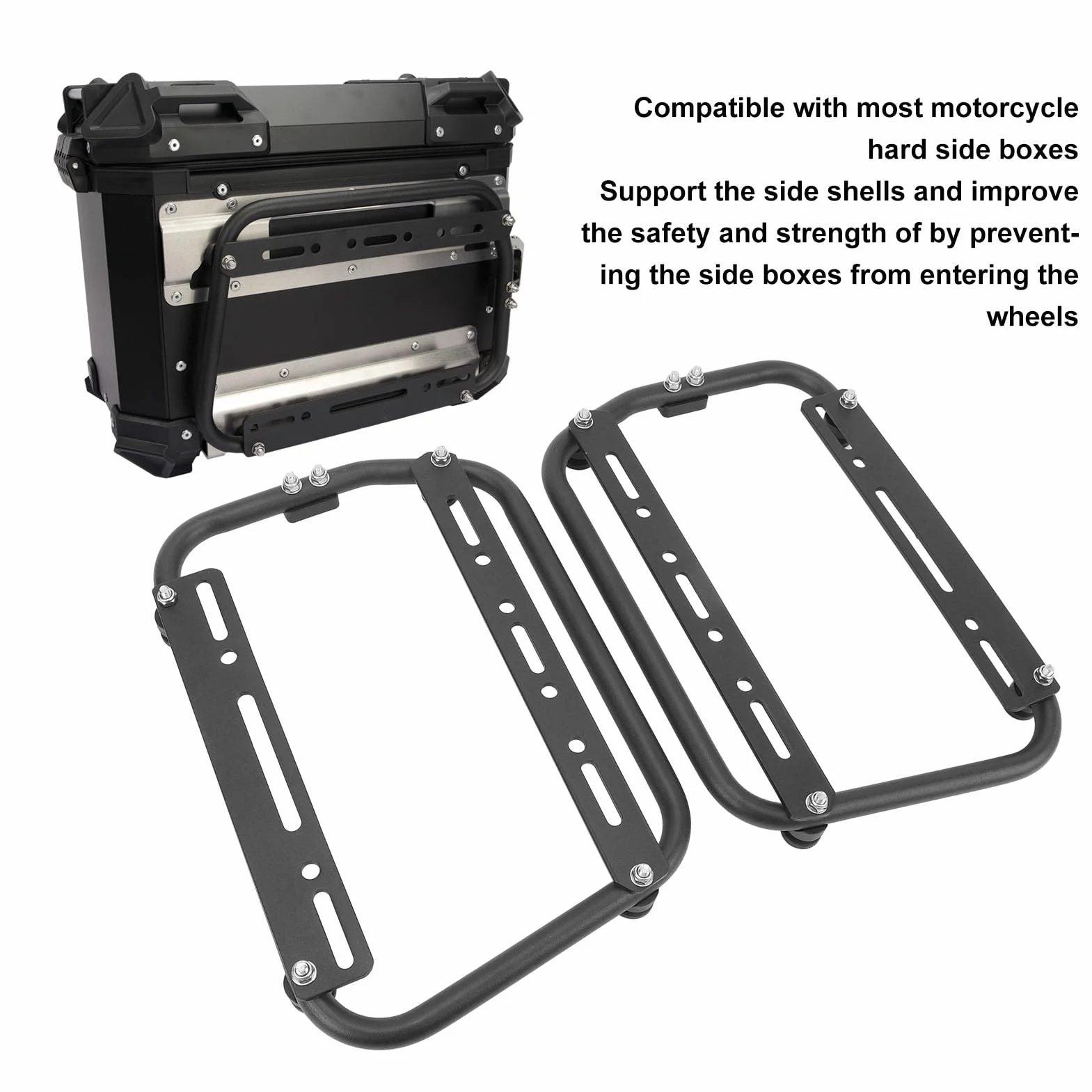 Porta Barra di Supporto per Borsa Sella Laterale, Portapacchi di Supporto Laterale per Moto, Lega di Alluminio, Verniciatura a Polvere Nera, Resistente All'usura, Robusto,