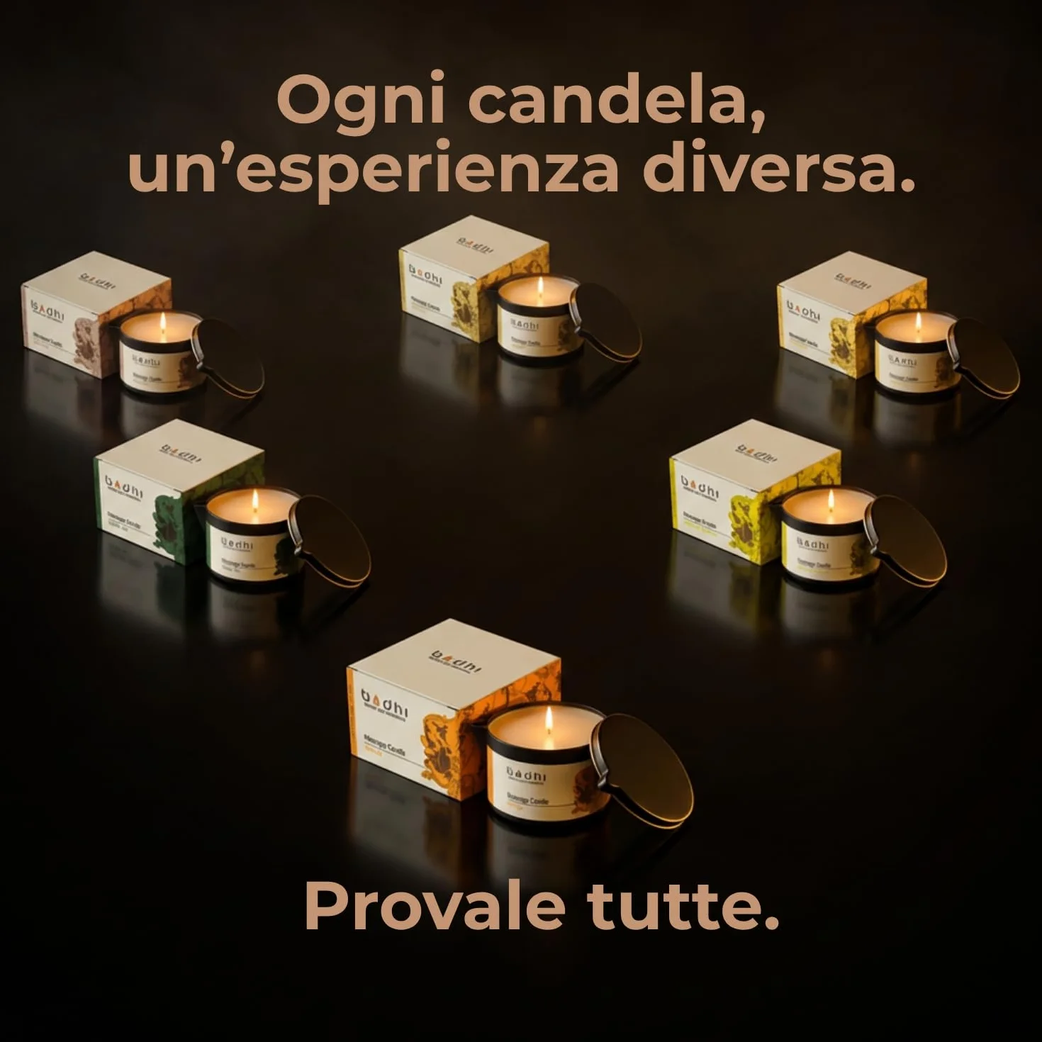 Candela da Massaggio Biologica 100% Cera di Cocco al Tè Verde - Olio per Massaggio Corpo - 95 gr