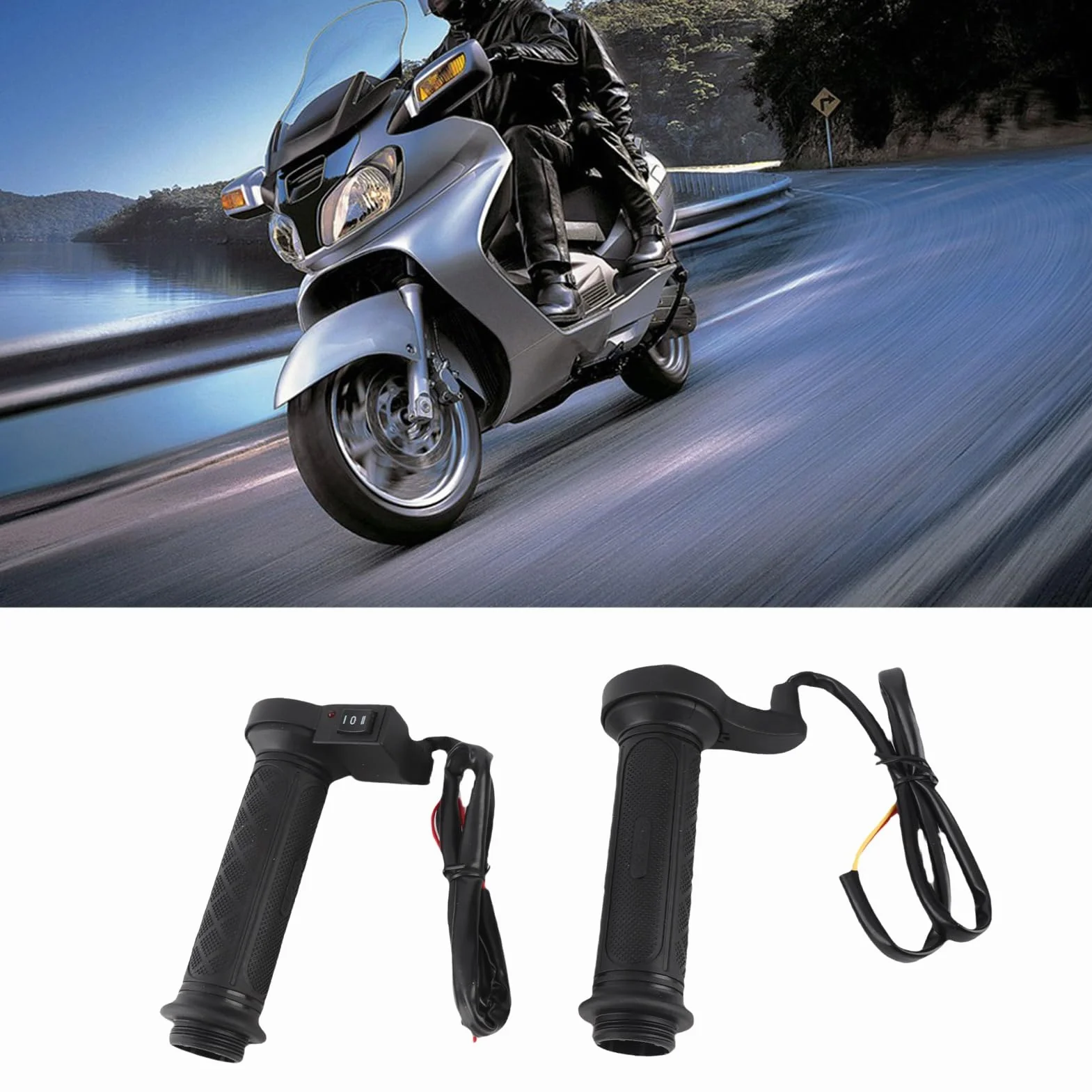 Manopole Moto, 1 Paio 22mm (7/8") Elettrico Riscaldato Caldo Manopole Manubrio per Moto/Bici/ATV, Plastica, Nero