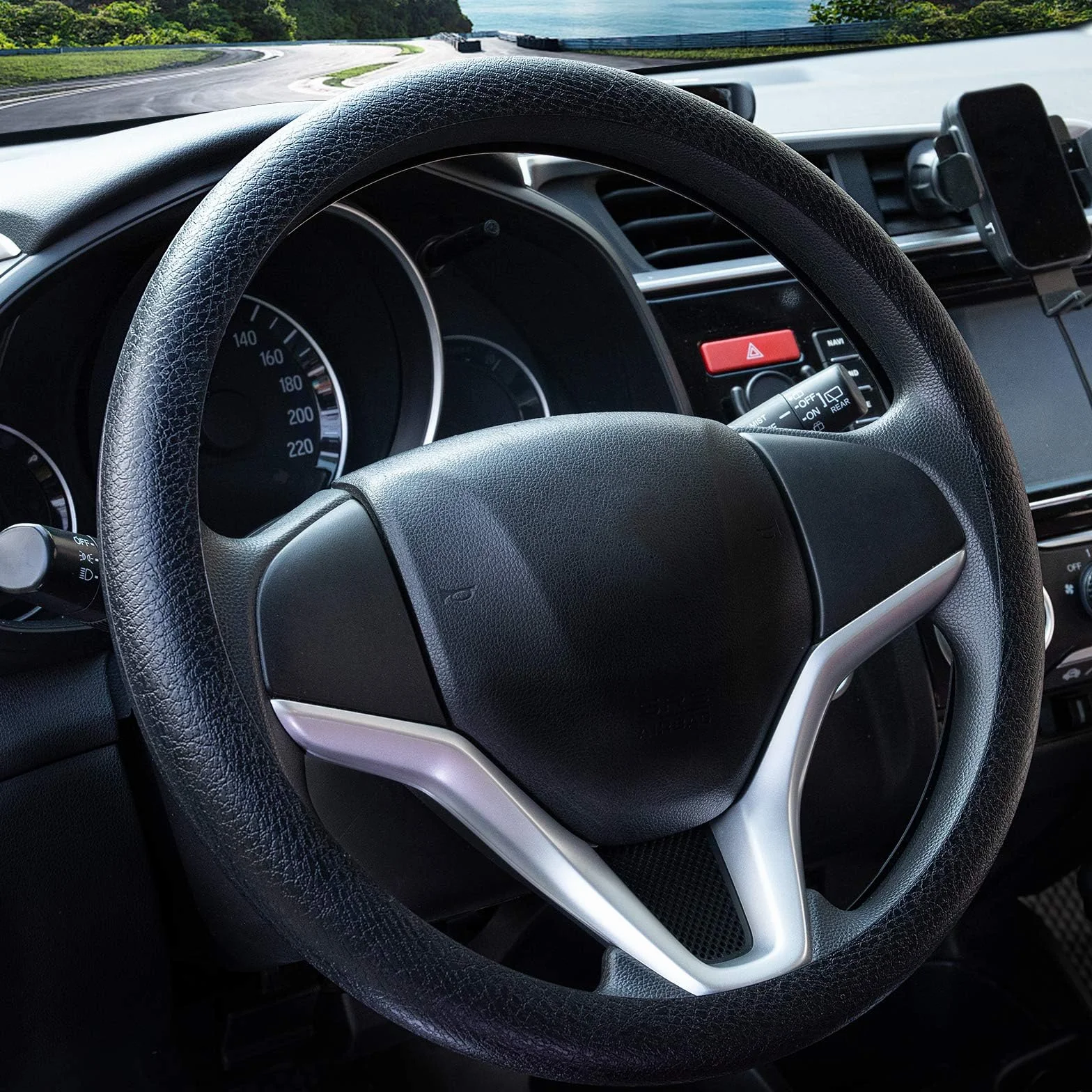 Spurtar Silicone Nero Copri Volante Coprivolante Auto Universale - Accessori Auto Interno- Copertura Copri Sterzo Macchina Essenziali da 38 a 42 cm Adatto