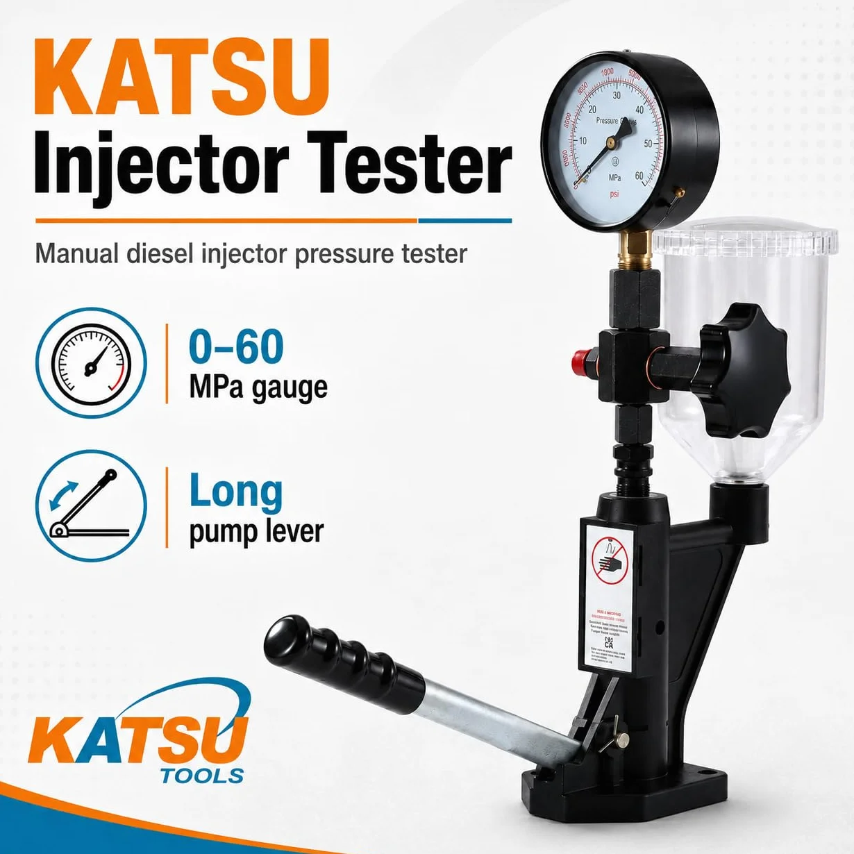 KATSU Tester Pressione per Ugelli Iniettori Motori Diesel da Macchina e Camion 600 Bar, 449949