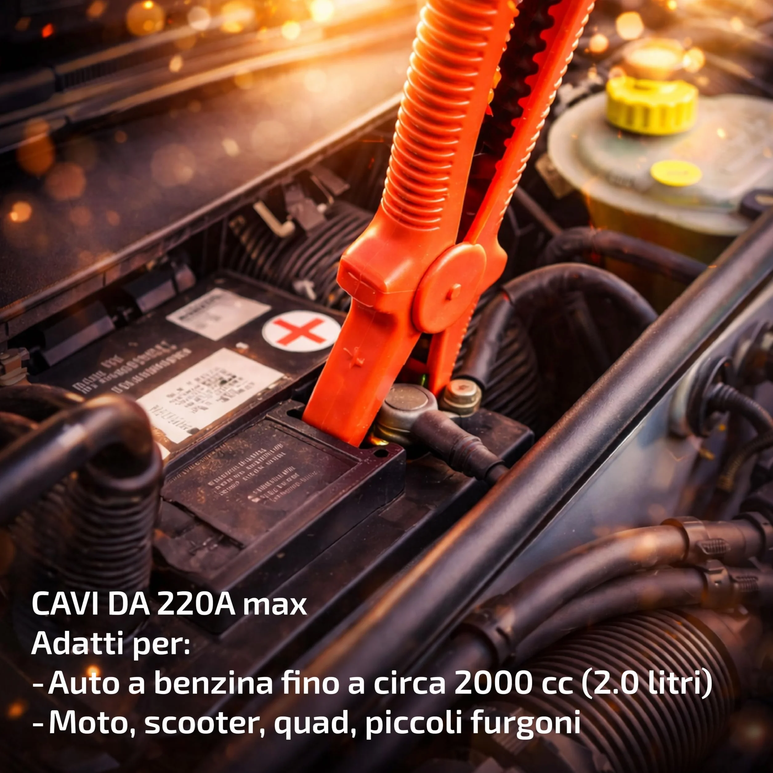 Cavi Batteria Auto – 3 Metri | Cavi Avviamento Auto 220A | Cavi Avviamento Emergenza con Pinze Isolate | Cavi Avviamento Batteria per Veicoli Fino a 2000cc