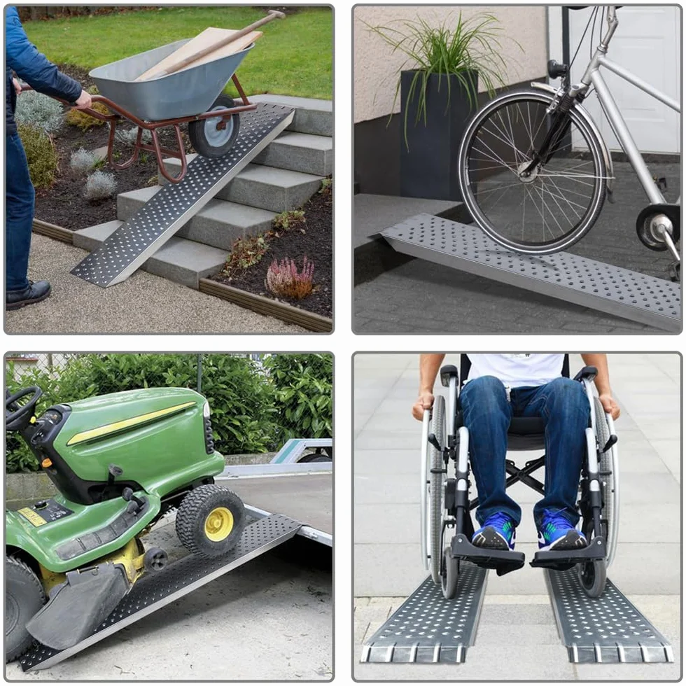 VOUNOT® Rampa di Carico in Acciaio, Due Rampe per Moto, Scooter, Quad, Trattorino, Furgone, Carrello, Carico Massimo 400 kg, 160x23 cm