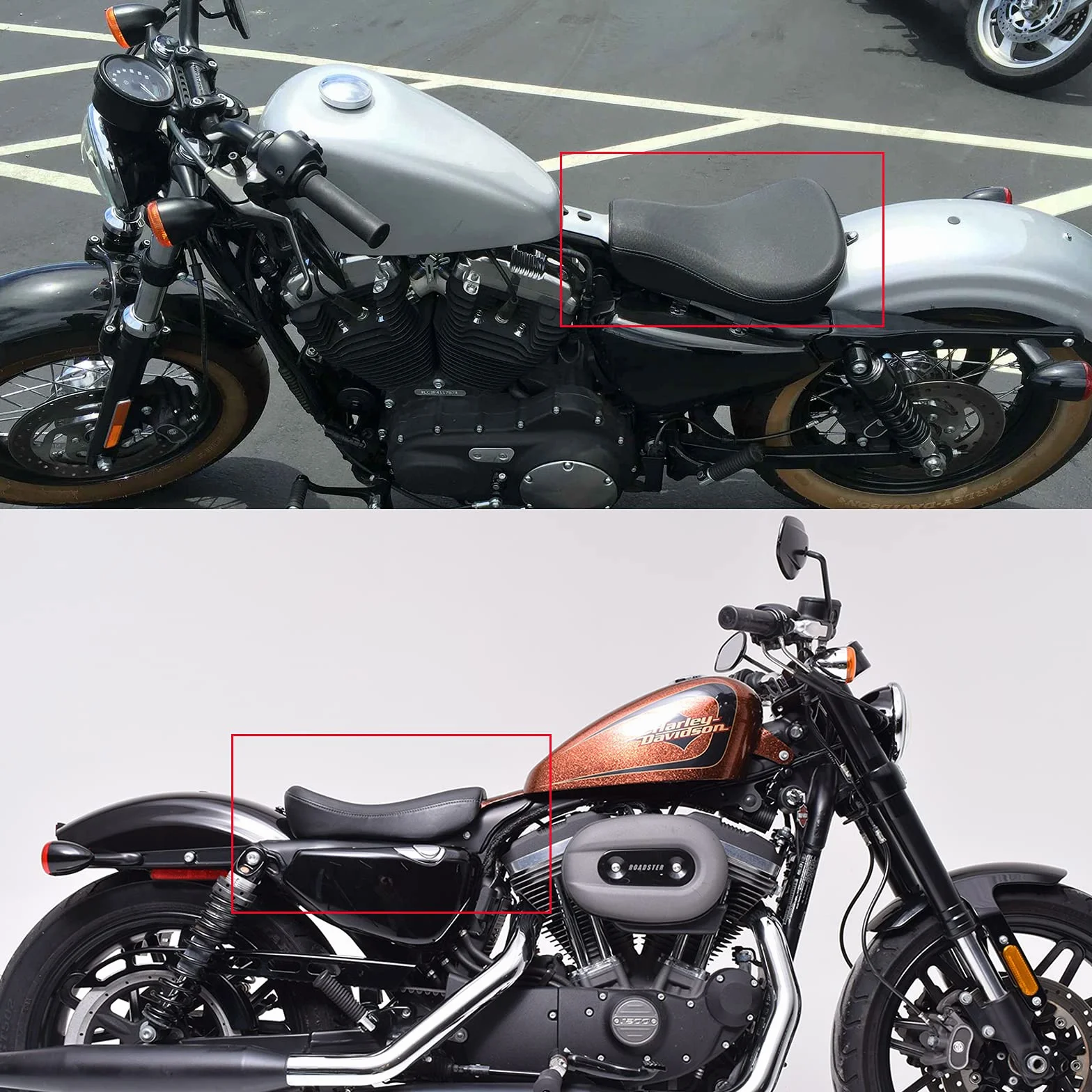 Sella Monoposto Moto Sedile del Conducente Anteriore per Sportster XL883 XL1200 48 72 2010-2015 Cafe Racer, nero.