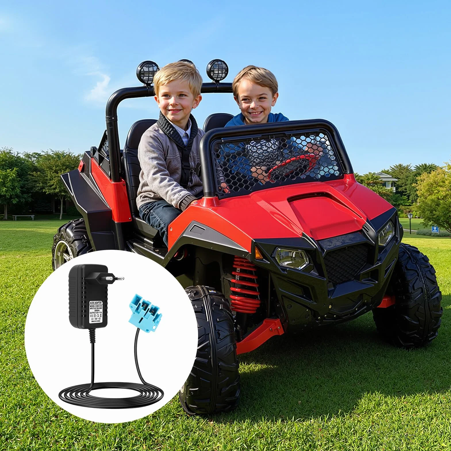 Caricabatteria 12V Peg Perego Universale per Veicoli Elettrici Bambini con Cavo 2M LED