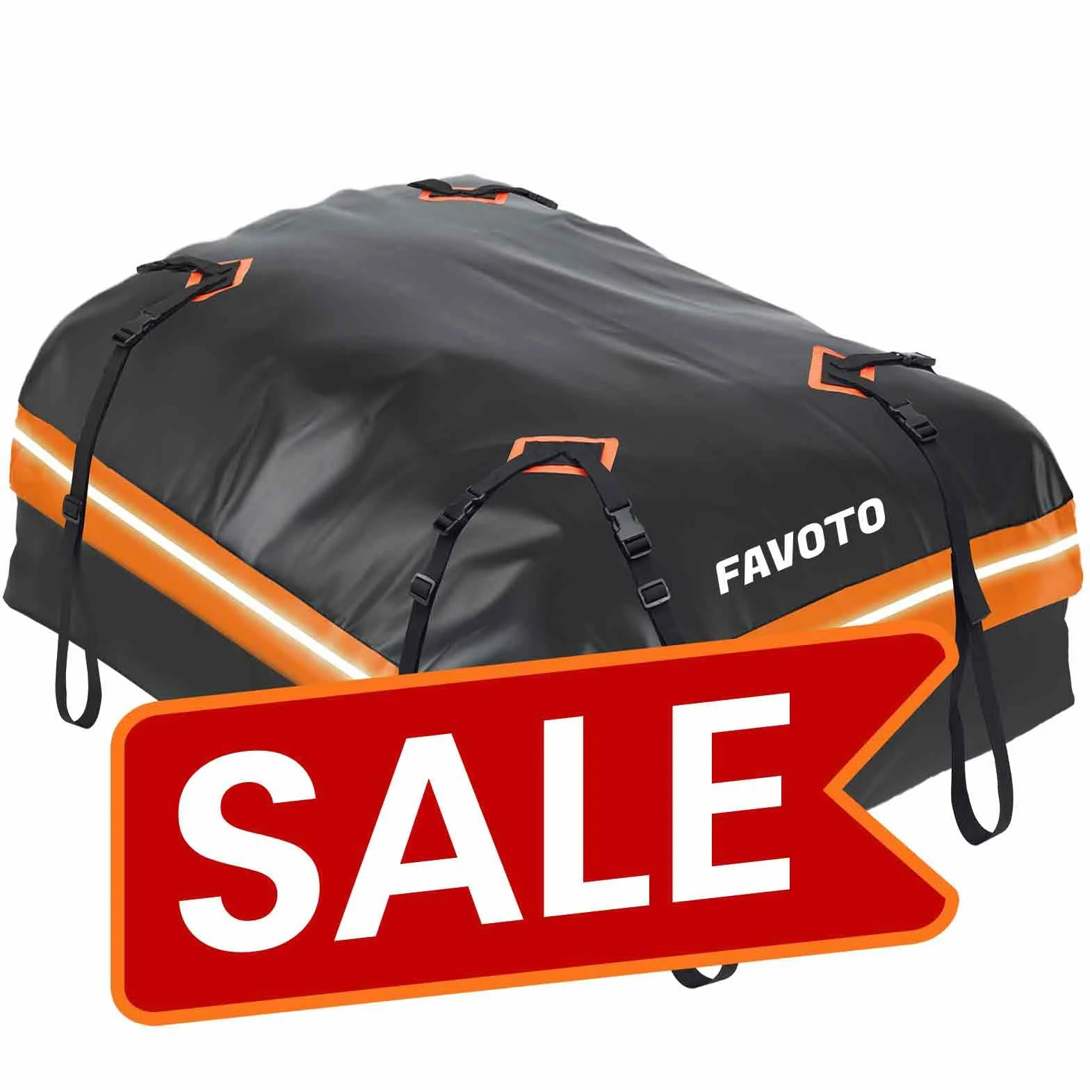 Favoto Borsa da Tetto Auto Impermeabile 425L Pieghevole Portapacchi con Tappetino Antiscivolo Arancione