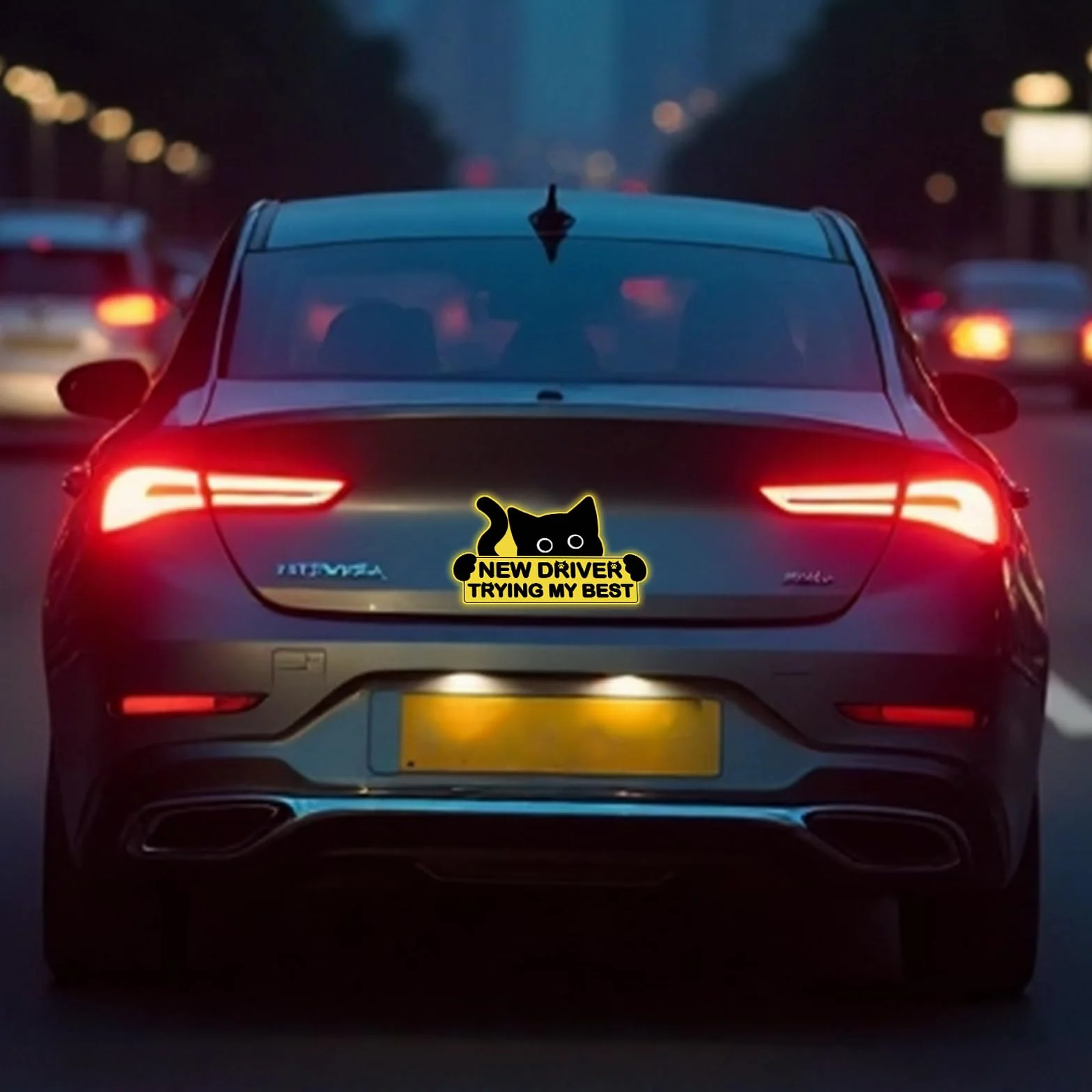 Adesivi per Nuovi Guidatori, 3 Pezzi Magnetica per Auto con Gatto, Segnaletica di Sicurezza per Principianti