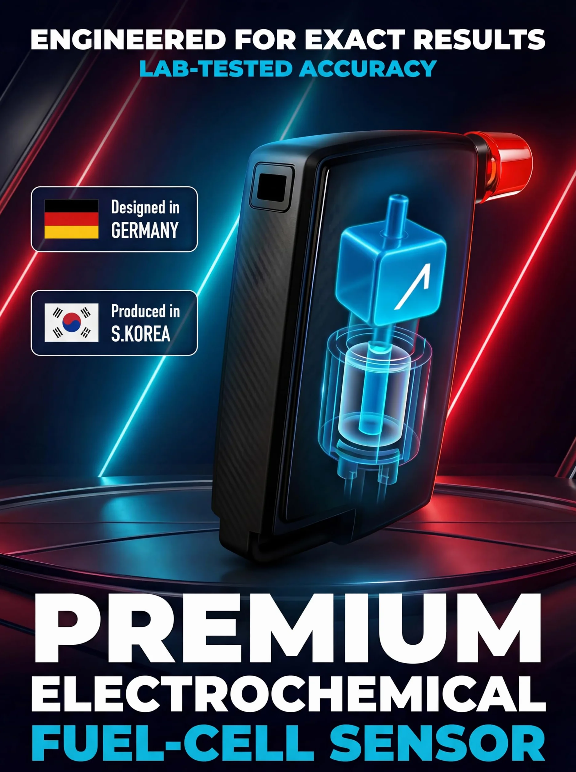 ACE XS Promilletester per autisti - mini etilometro polizeigenauer con portachiavi - alcoltest professionale per autovetture