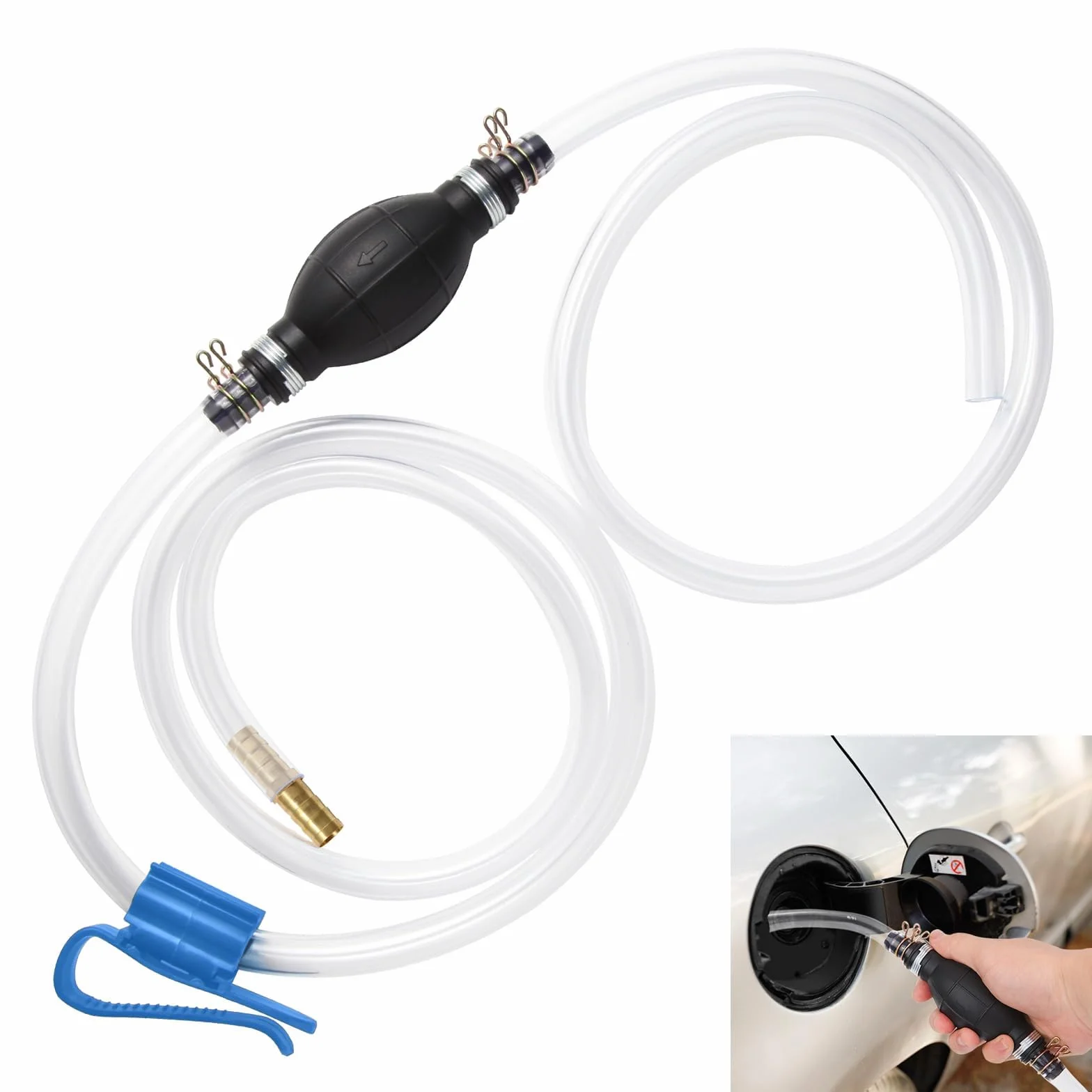 Pompa a sifone per benzina, gas, olio, carburante, benzina, diesel, liquido, acqua, acquario, pompa a gas sifone, pompa per sifone carburante con 2 tubi per sifone in PVC durevoli con (syphon pump 001