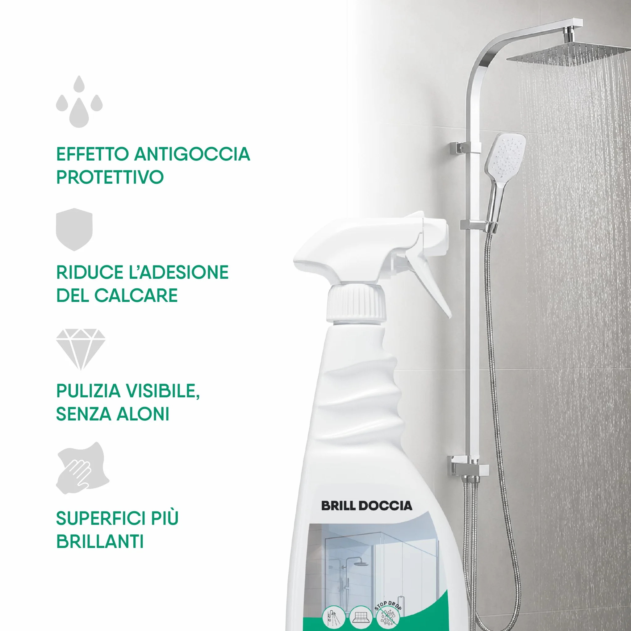 CAMP Brill Doccia Anticalcare Protettivo Antigoccia Detergente Vetri Ceramiche 750ml