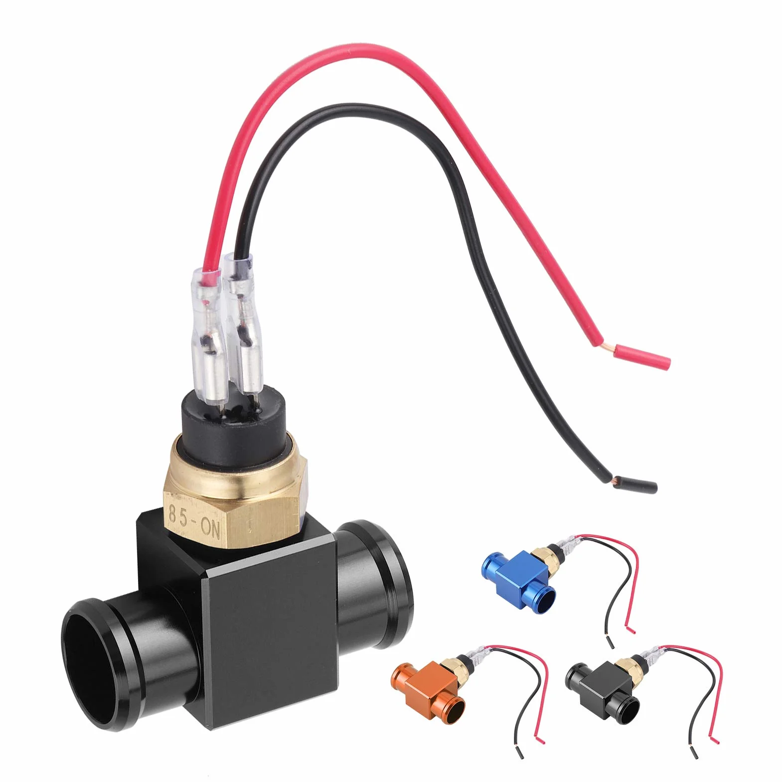 Interruttore di temperatura, termostato in lega di alluminio Interruttore temperatura acqua Radiatore Sensore temperatura ventola refrigerante Sensori temperatura per moto ATV Fuoristrada(nero)