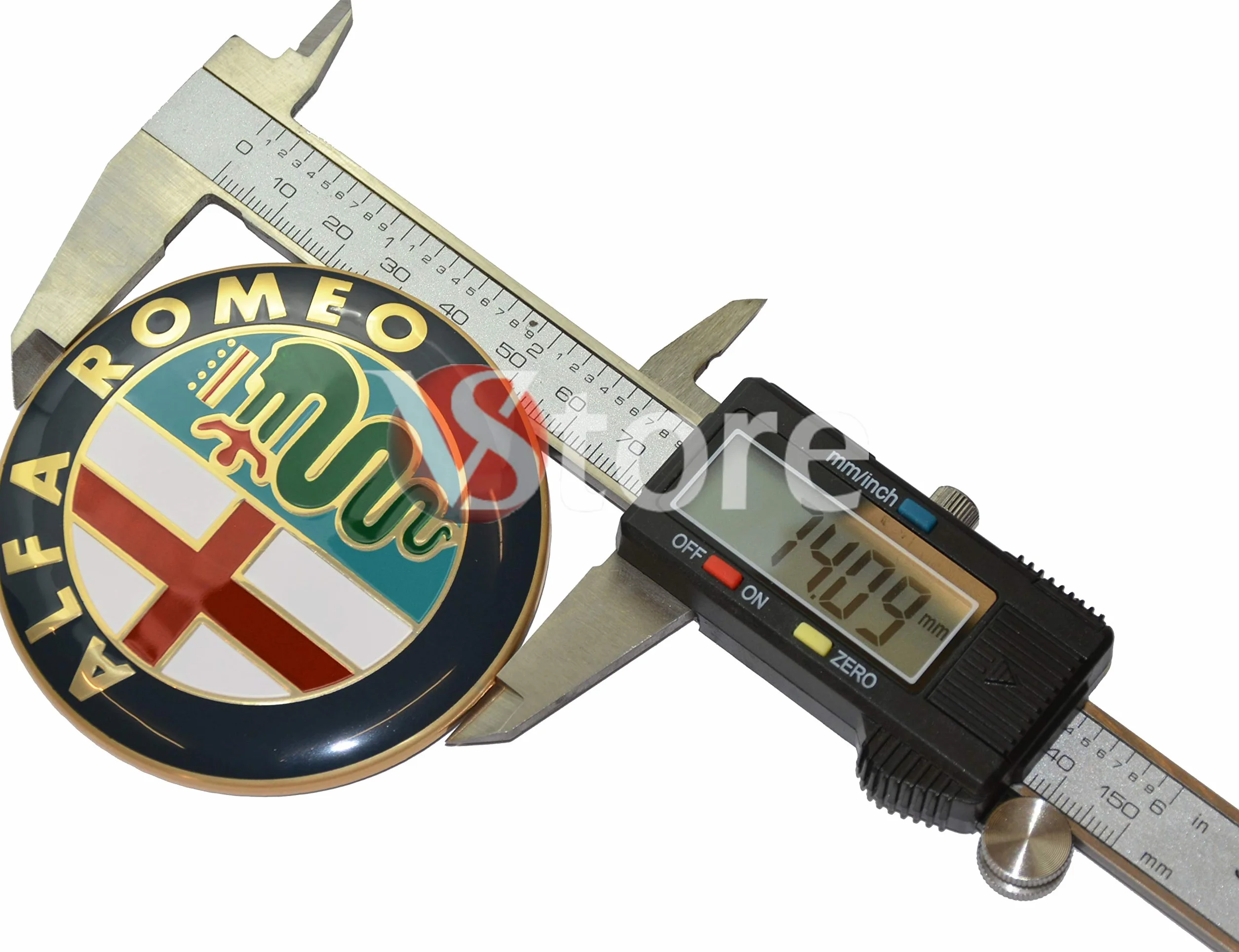 2 Fregi Stemmi Compatibili con Alfa Romeo Logo 74mm Cofano Anteriore Posteriore Emblema Oro Gold 147 156 159 Brera Mito METALLO