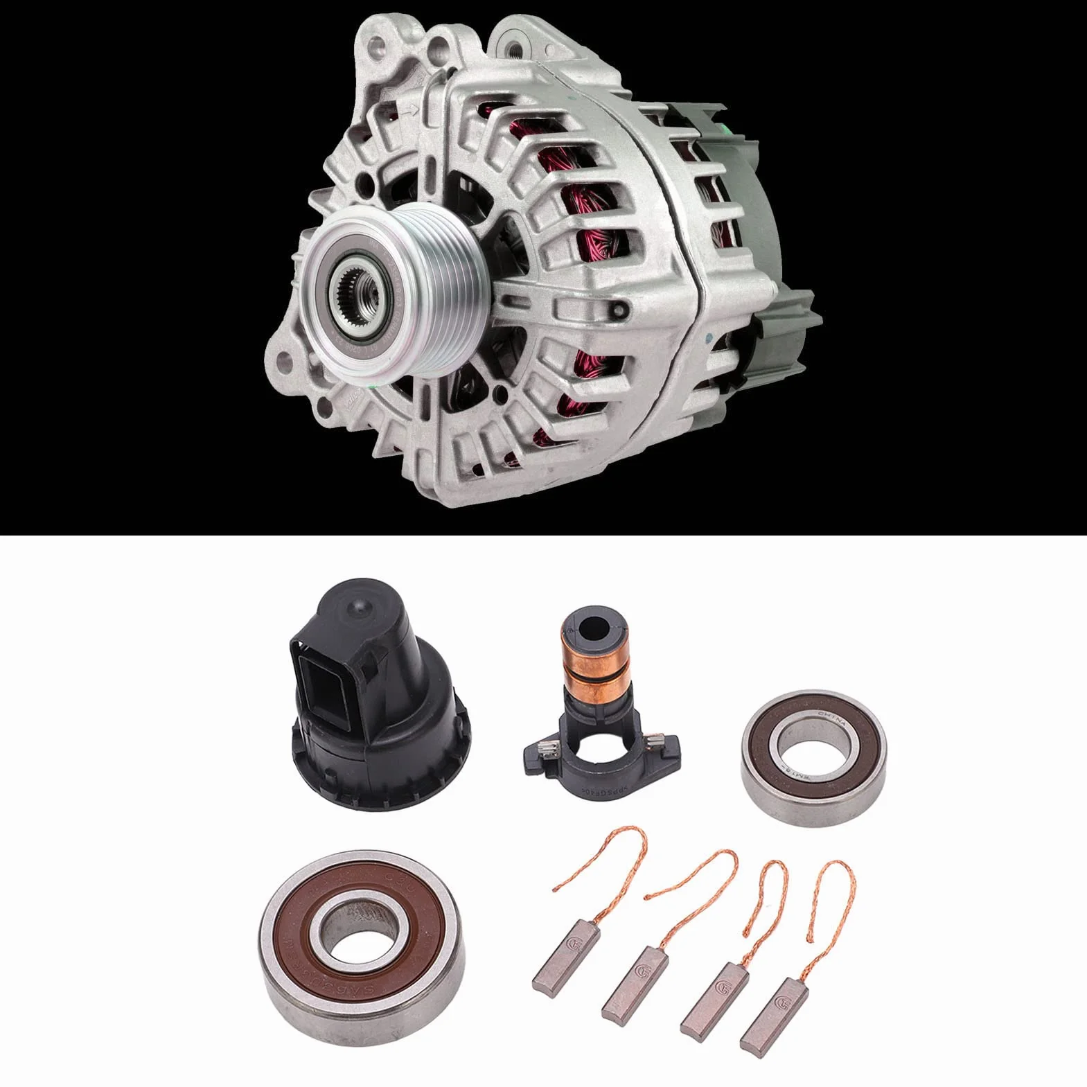 Akozon Kit di Riparazione Dell'alternatore Spazzole Ad Anello di Scorrimento Cuscinetti di Ricambio 230090 Sostituzione per 0124515010 0124525139