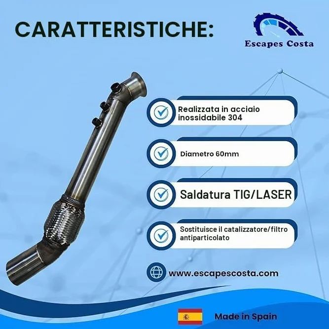 Downpipe compatibile con BMW Serie 1 E81/E82/E87/E88-116d/118d/120d/123d / acciaio inossidabile