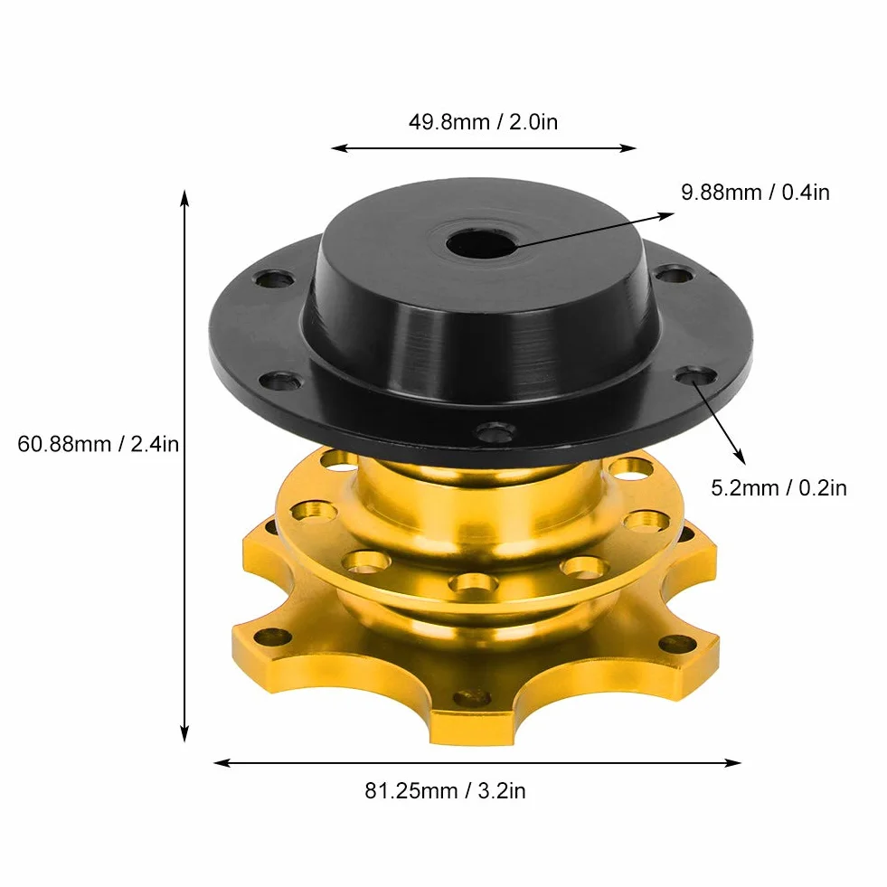 Volante Universale Adattatore Mozzo Sgancio Rapido 6 Fori Kit Scatto Strumento Riparazione Auto Race Rally Motorsport Oro