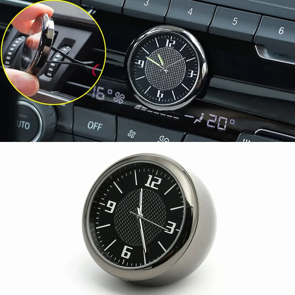 SPORTARC Orologio da auto, cruscotto fluorescente, apertura di ventilazione, da incollare, orologio al quarzo, orologio analogico per auto, barca, bicicletta, casa, lega di zinco