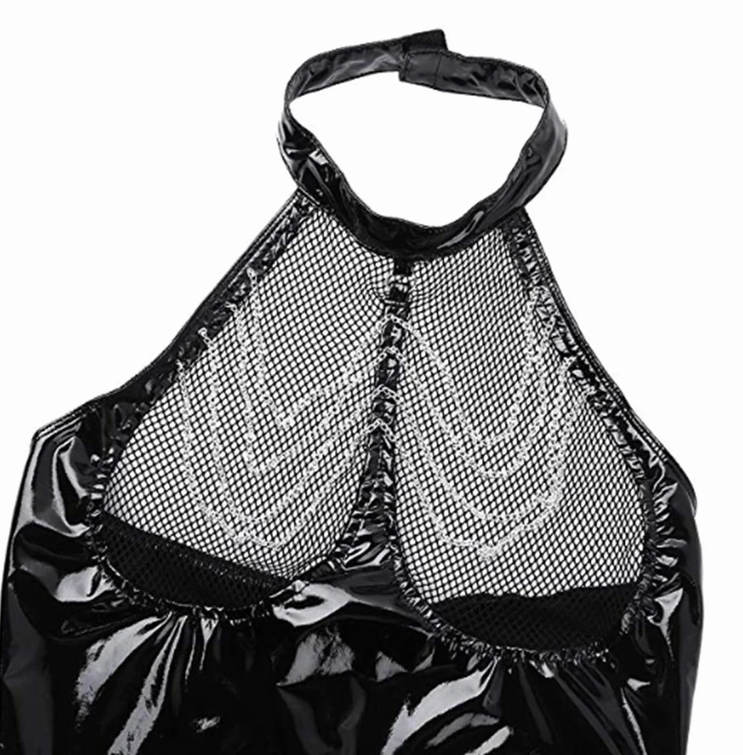 Sexy Babydoll Lingerie Biancheria Intima di Cuoio Patchwork Set Reggiseno