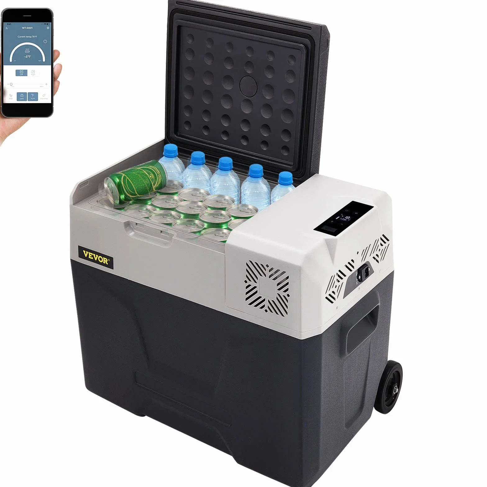 VEVOR Frigorifero termoelettrico portatile 50 L frigorifero da viaggio per auto frigorifero portatile elettrico da viaggio per auto mini frigorifero per auto mini frigorifero per bevande con LCD
