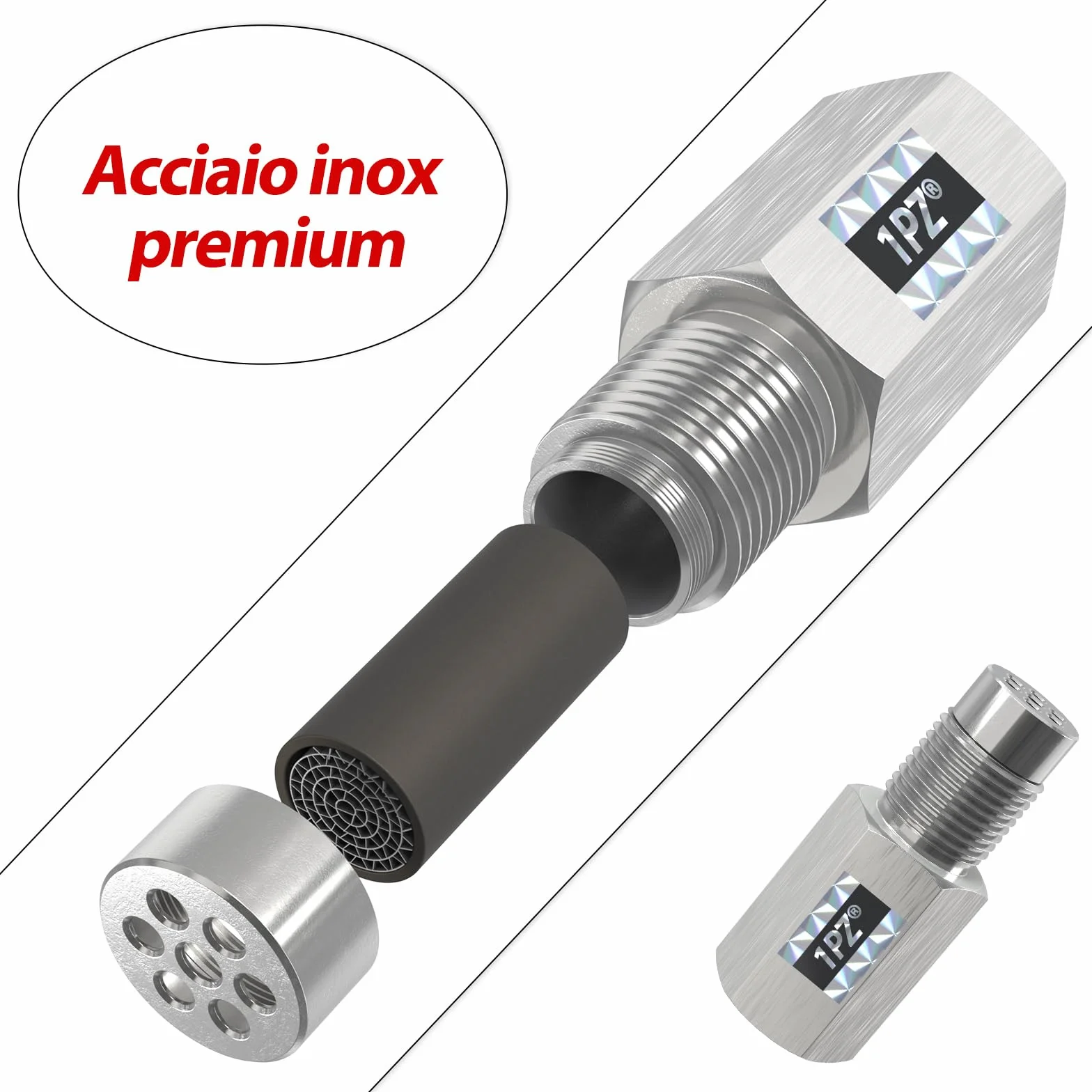 1PZ MI8-PI5 M18x1,5 Sensore Ossigeno Adattatore Distanziatore Estensore Auto Acciaio Inossidabile
