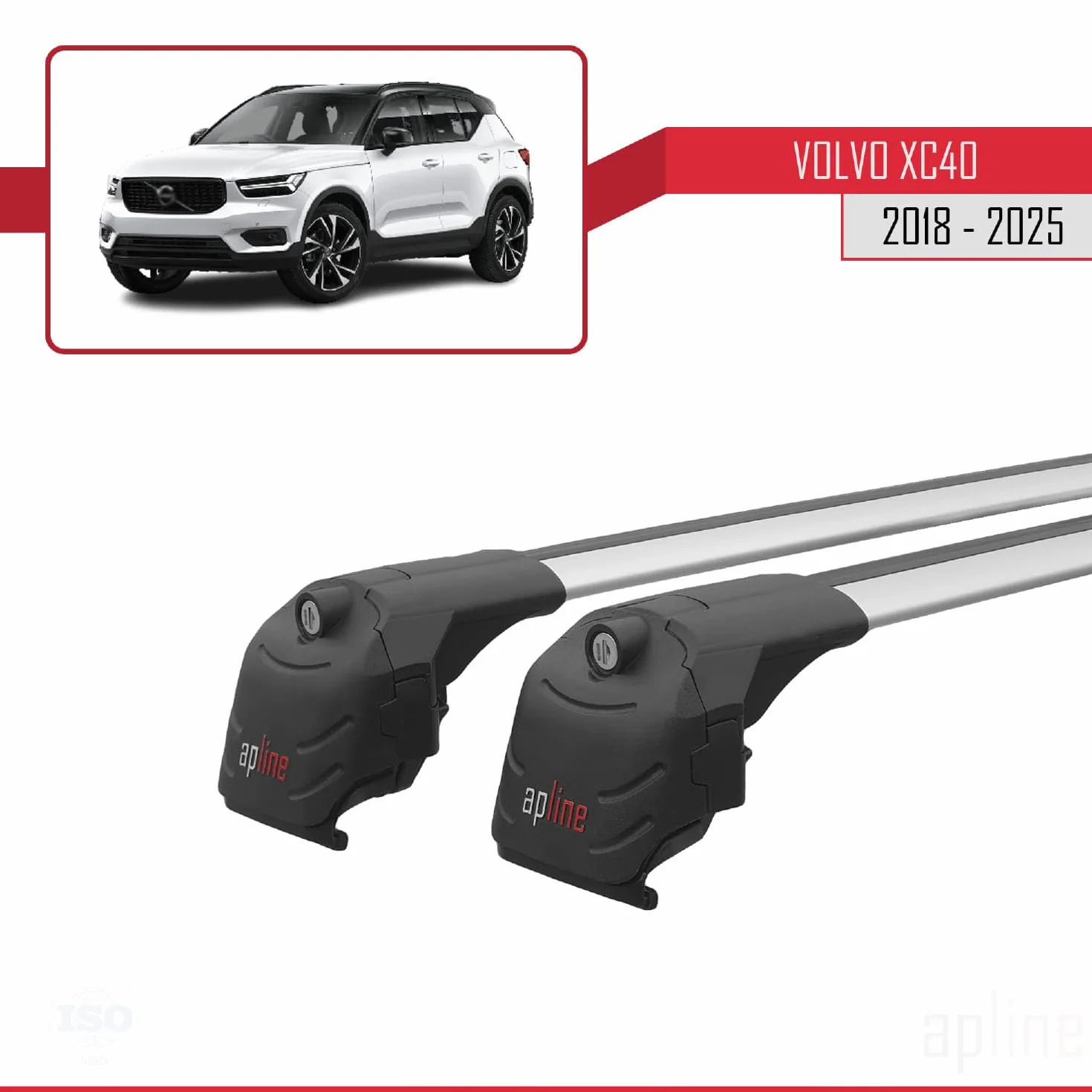 Compatibile con Volvo XC40 2018-2023 Barre Portatutto ACE-2 Portapacchi Barre Tetto GRIGIO
