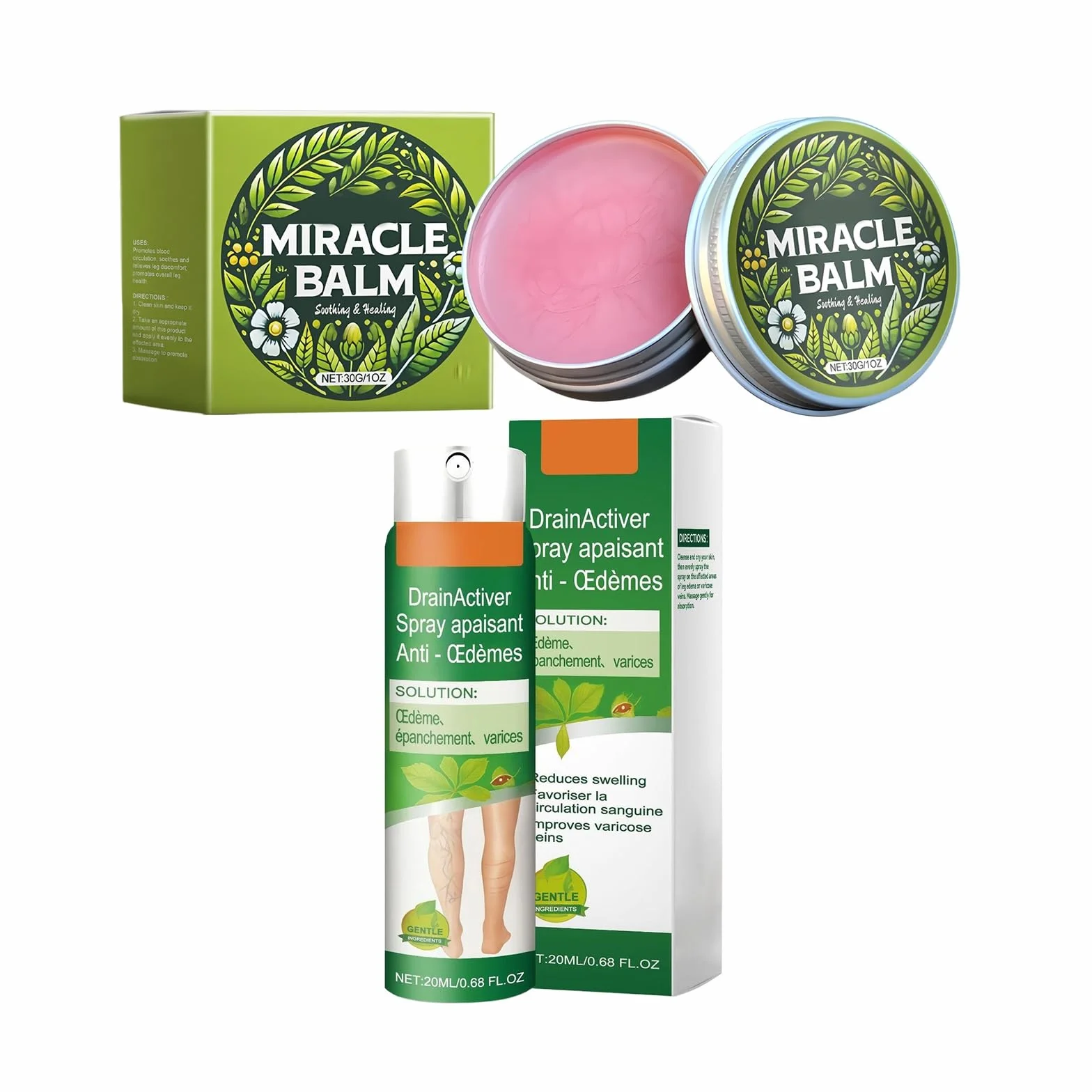 Set Varicose Veins Spray+Cream Anti-Venere Skin Therapy per Vene Varicose Circolazione