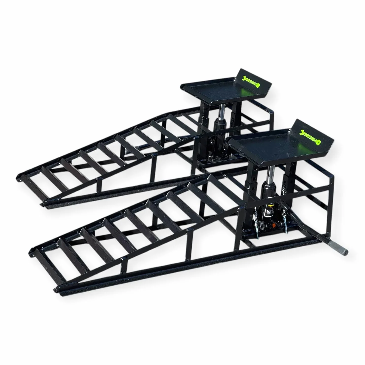 Rampe Sollevamento Auto con Martinetto Idraulico 2T, Set da 2T (Nero, 115.0 X 32.5 X 27.0 Centimetri)