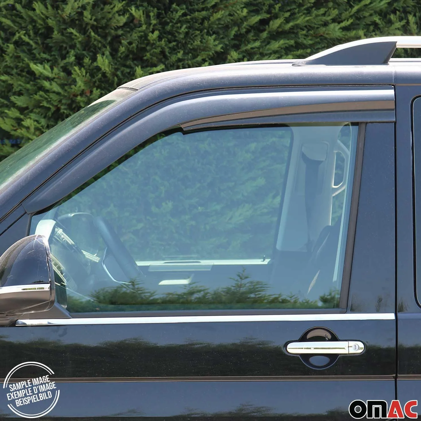OMAC 2X Deflettori Aria Regenabweiser compatibile con Ford Transit 2000-2014 Acrilico Dunkel