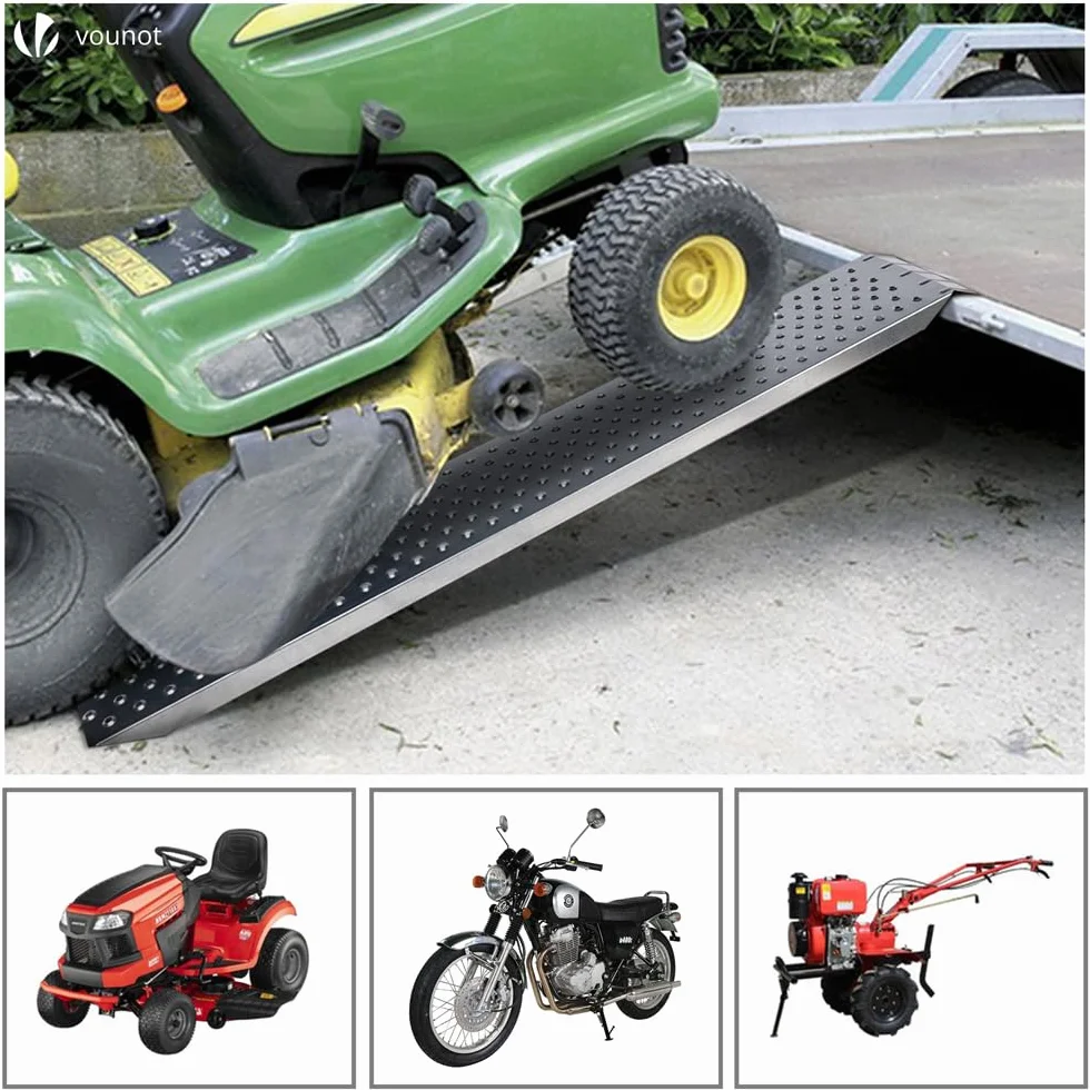 VOUNOT® Rampa di Carico in Acciaio, Due Rampe per Moto, Scooter, Quad, Trattorino, Furgone, Carrello, Carico Massimo 400 kg, 160x23 cm