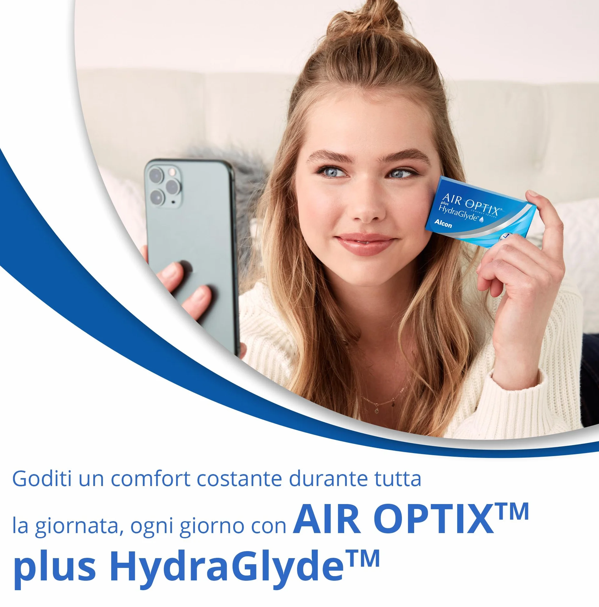 Air Optix Plus HydraGlyde Lenti a Contatto Mensili, 3 Lenti, BC 8.6 mm, DIA 14.2 mm, -3 Diopt