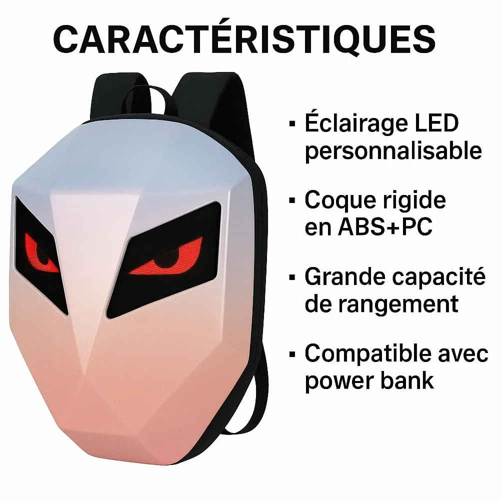 Zaino Moto LED LOY T6-P3.75, Schermo 32×32 Pixel Programmabile, Controllo App, Grande Formato, Impermeabile, Porta USB, Antifurto, Rosa, L, Moderno