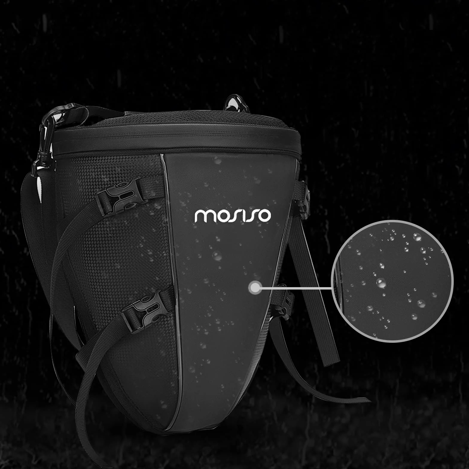 MOSISO Borsa Moto Posteriore 10L Impermeabile Poliestere Serbatoio Leggero con Tracolla, Nero