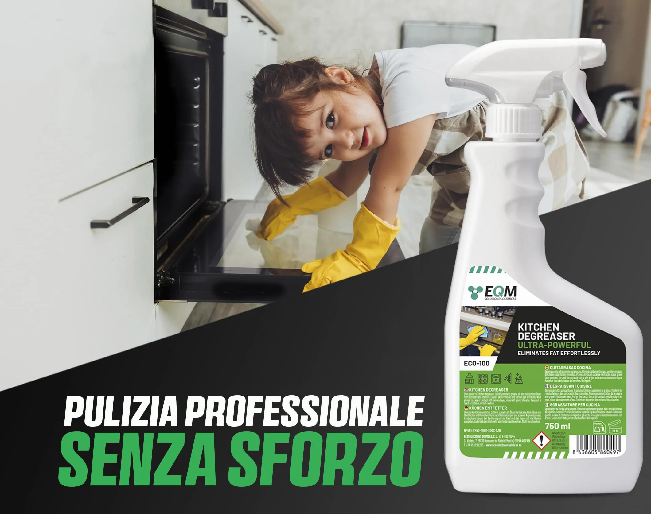 EQM ECO-100 Sgrassatore Concentrato per Cucina 750 ML