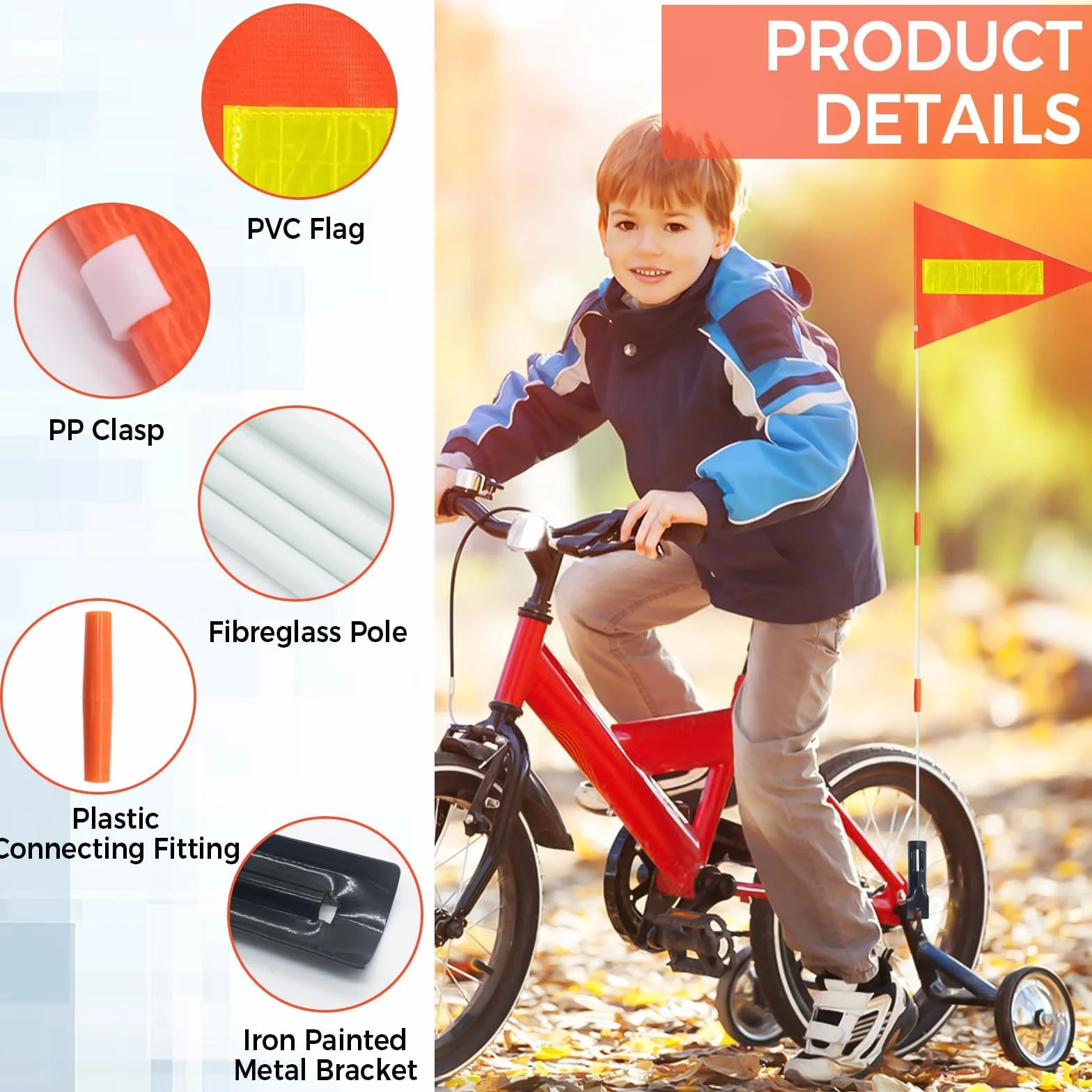 Bandiera Di Sicurezza Per Bicicletta Kit di Sostituzione Altezza Regolabile per Bambini Adulti