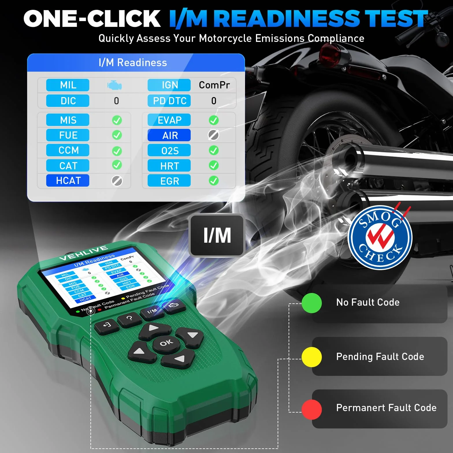OBD2 Scanner diagnostico per moto, lettore codici errore compatibile Yamaha Honda Kawasaki