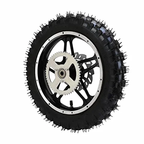 Ruota Posteriore per Bici Cross, Motorcyle Ruota Posteriore Gomma Metallo 2.5‑10 con Disco Pignone Cuscinetto Cerchio Gruppo Pneumatico per Mini Pit Bike Spedizione Con Gas