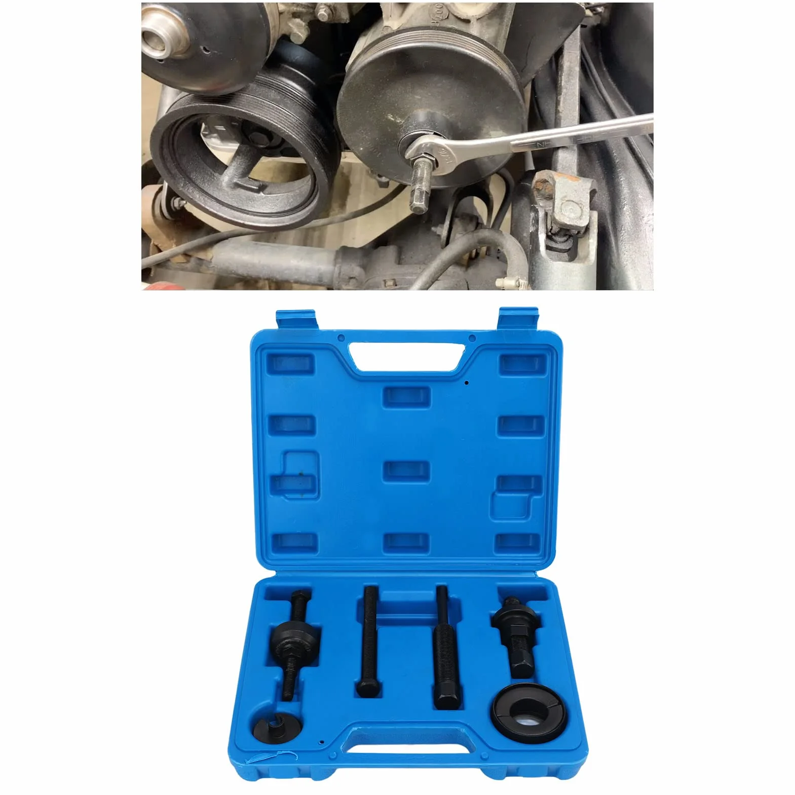 Aramox Estrattore Puleggia Pompa Servosterzo Kit Professionale, Steel Pulley Tool Kit for Power Steering Pump Removal and Installation on GM Vehicles Model C2 C111
