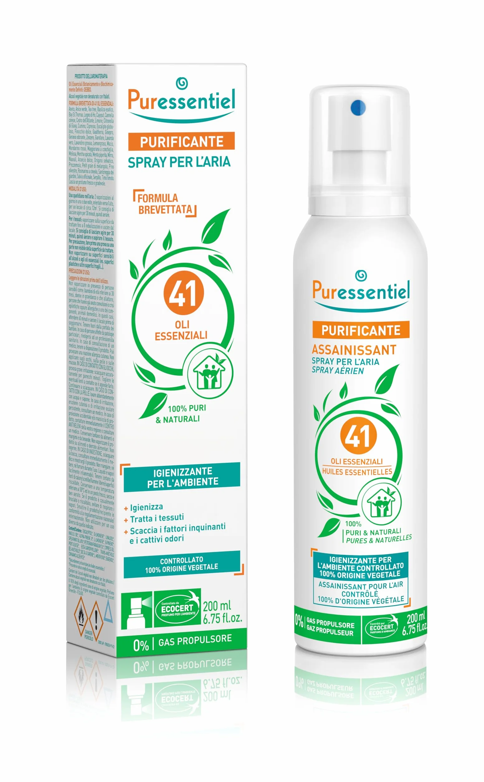 Puressentiel Spray Purificante per l'Aria 41 Oli Essenziali 100% Puri Naturali 200 ml