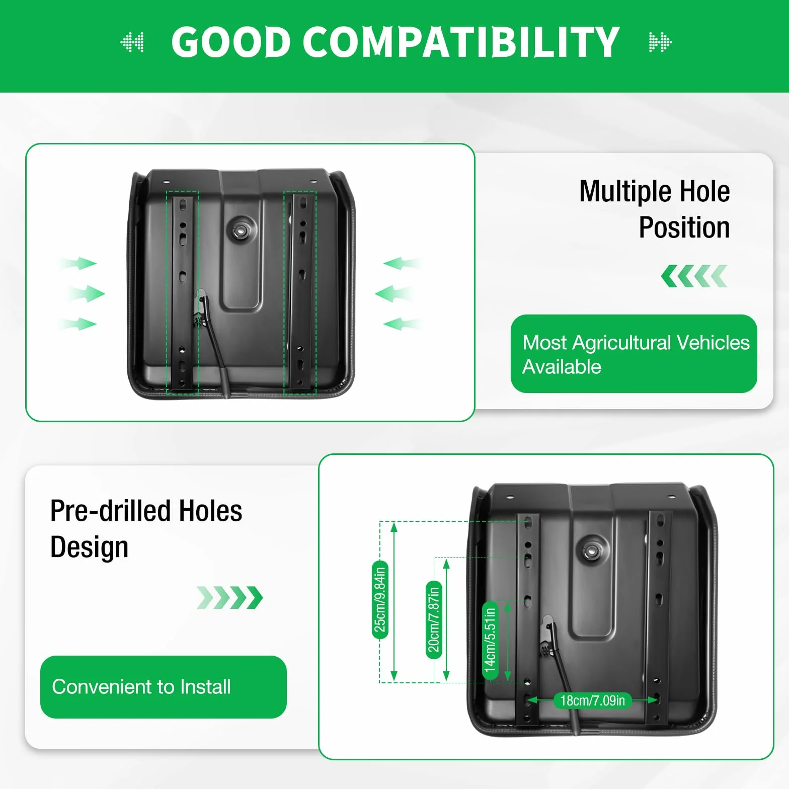 MINRS Sedile universale per trattore con schienale, in pelle PVC, impermeabile, nero, adatto per trattore, carrello elevatore, escavatore, tosaerba e ribaltabile