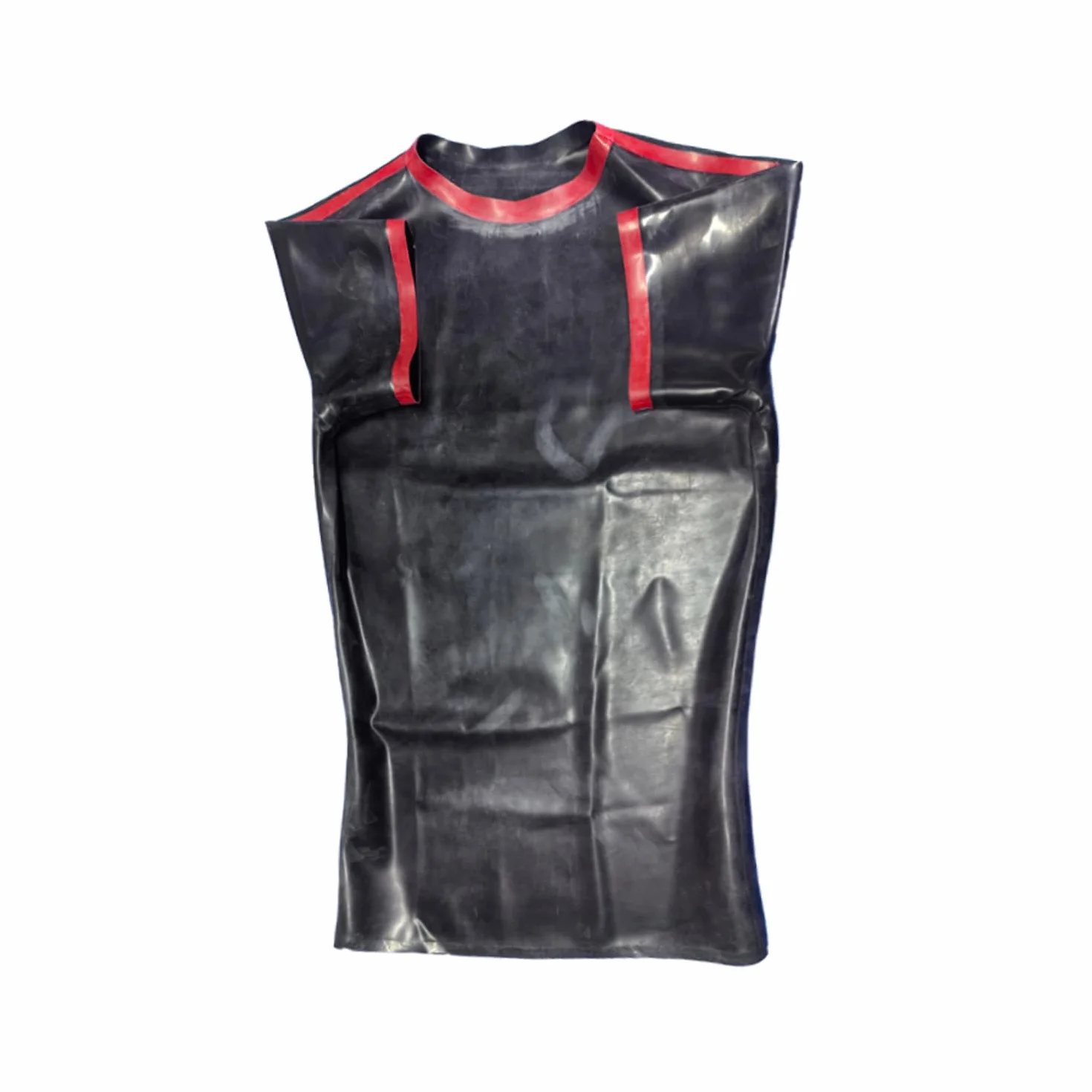 Maglietta in Lattice Gomma Uomo T-Shirt Maniche Corte Nero Rossa Costumi Feste Tema