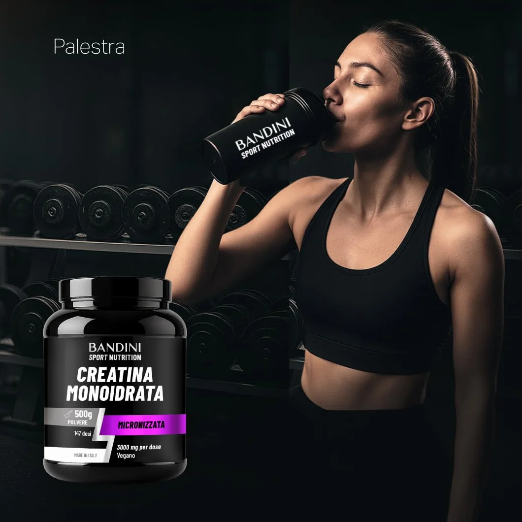 Bandini Creatina Monoidrata in Polvere 500g Pura - Integratore per Allenamento e Pre Workout - Vegan