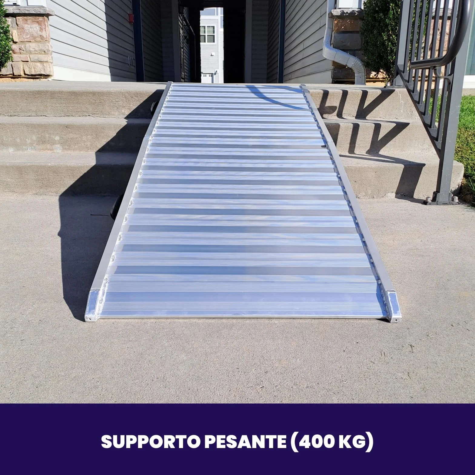 Rampa di Carico 400kg Moto a Valiglia Robusta 205cm Estrema Rigidità Pieghevole in Alluminio per Sedia a Rotelle Piattaforma Superficie Ultra Antiscivolo Flight Case Trasporto Eventi Larga HR7