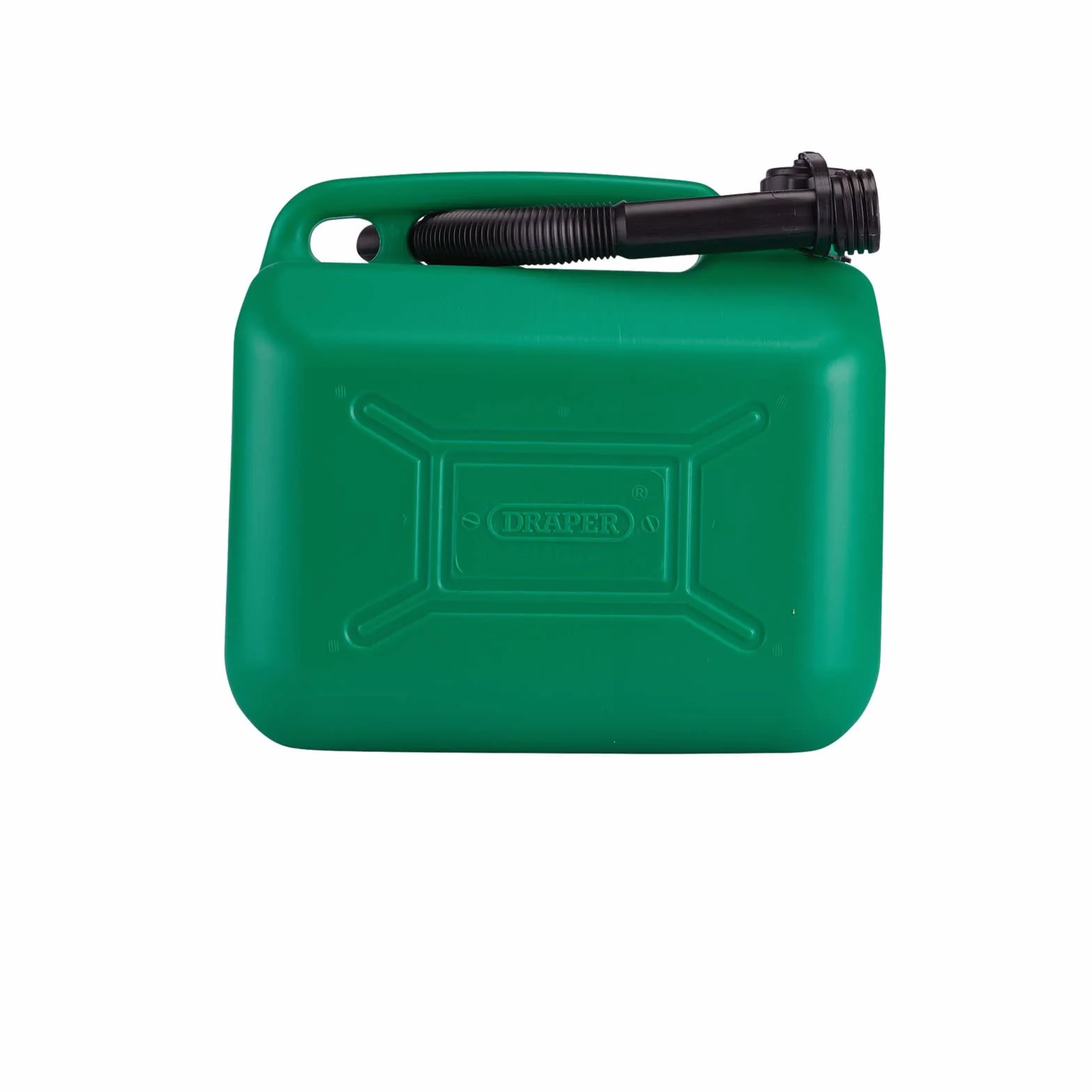 Draper Tanica per benzina in plastica da 10 l, tanica per carburante e diesel, serbatoio dell'acqua da 10000 cc, diametro beccuccio flessibile 20 mm, lunghezza beccuccio 290 mm, 09055, verde